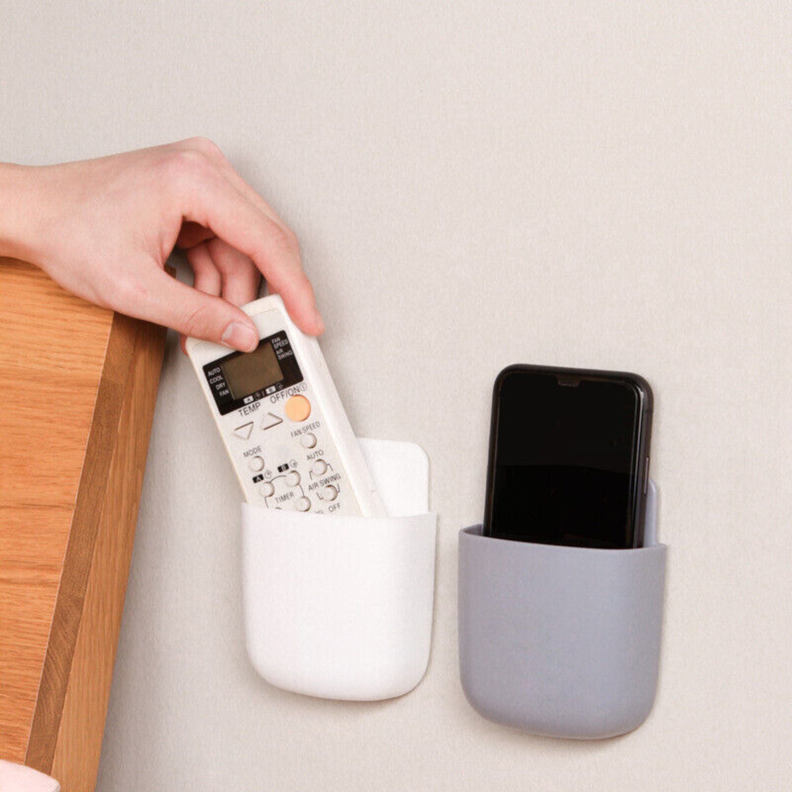 TV Wall Mounted Organizer Remote Control Storage Box 2pcs White Case