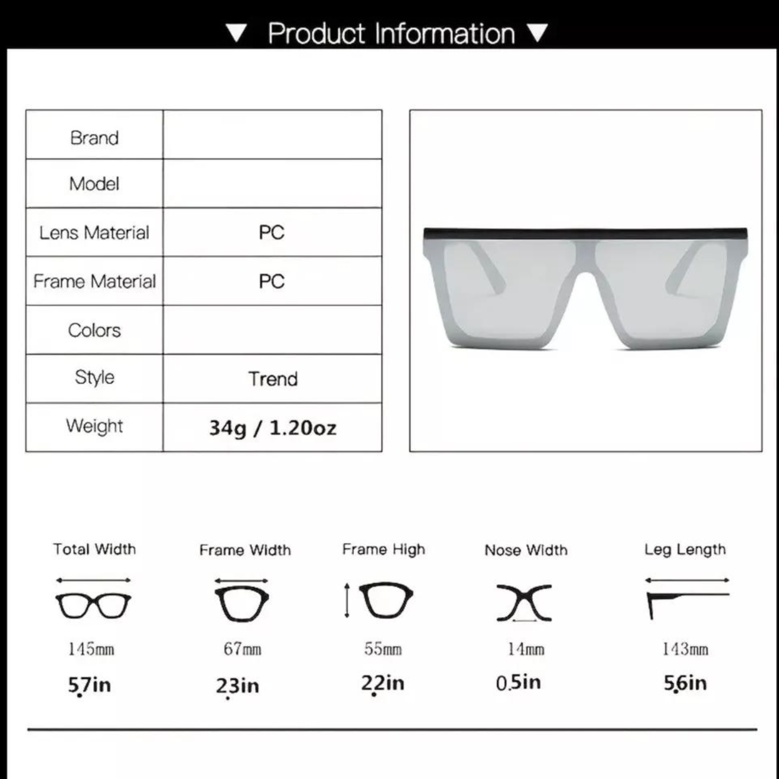 Silver Men Ladies Shade Mirror Women Fashion Oversized Square Sunglasses