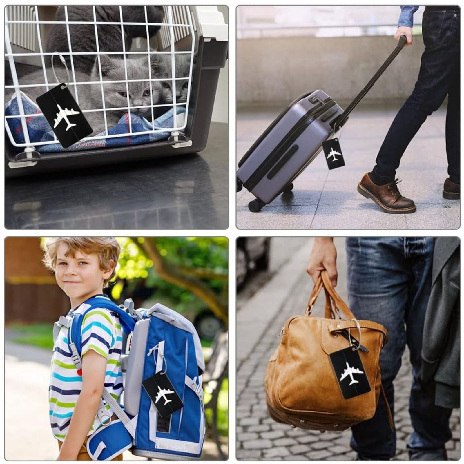 Aluminum Luggage Suitcase Identity Black Baggage Tag Name Address Cards Label