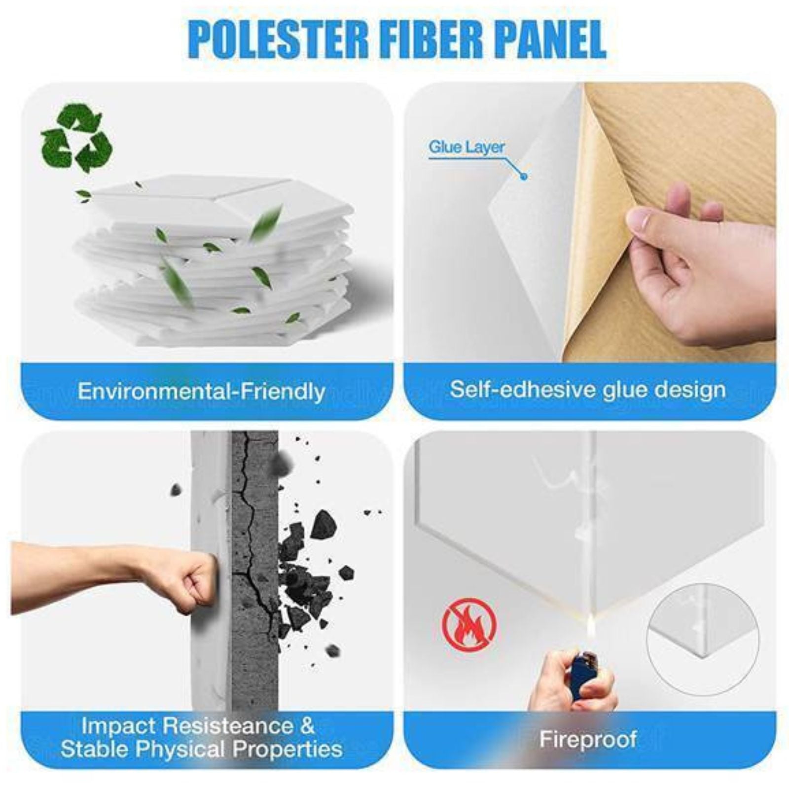 Self Adhesive Acoustic Foam Sound Insulation 12Pack Sound Proofing Panels White