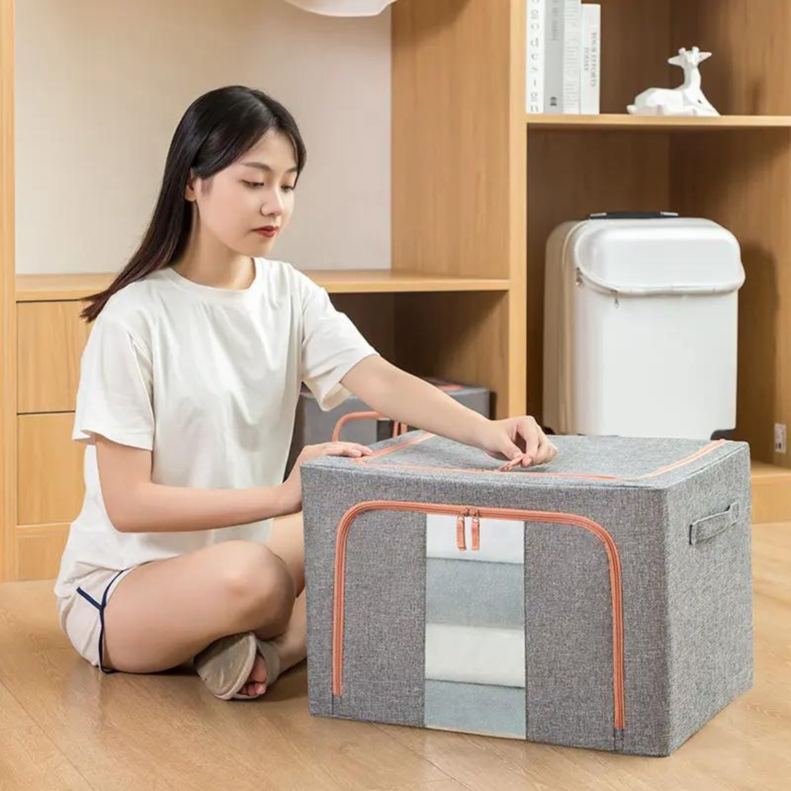 Foldable Storage Box 100L Crushed Steel Frame Closet Wardrobe Toy Organizer