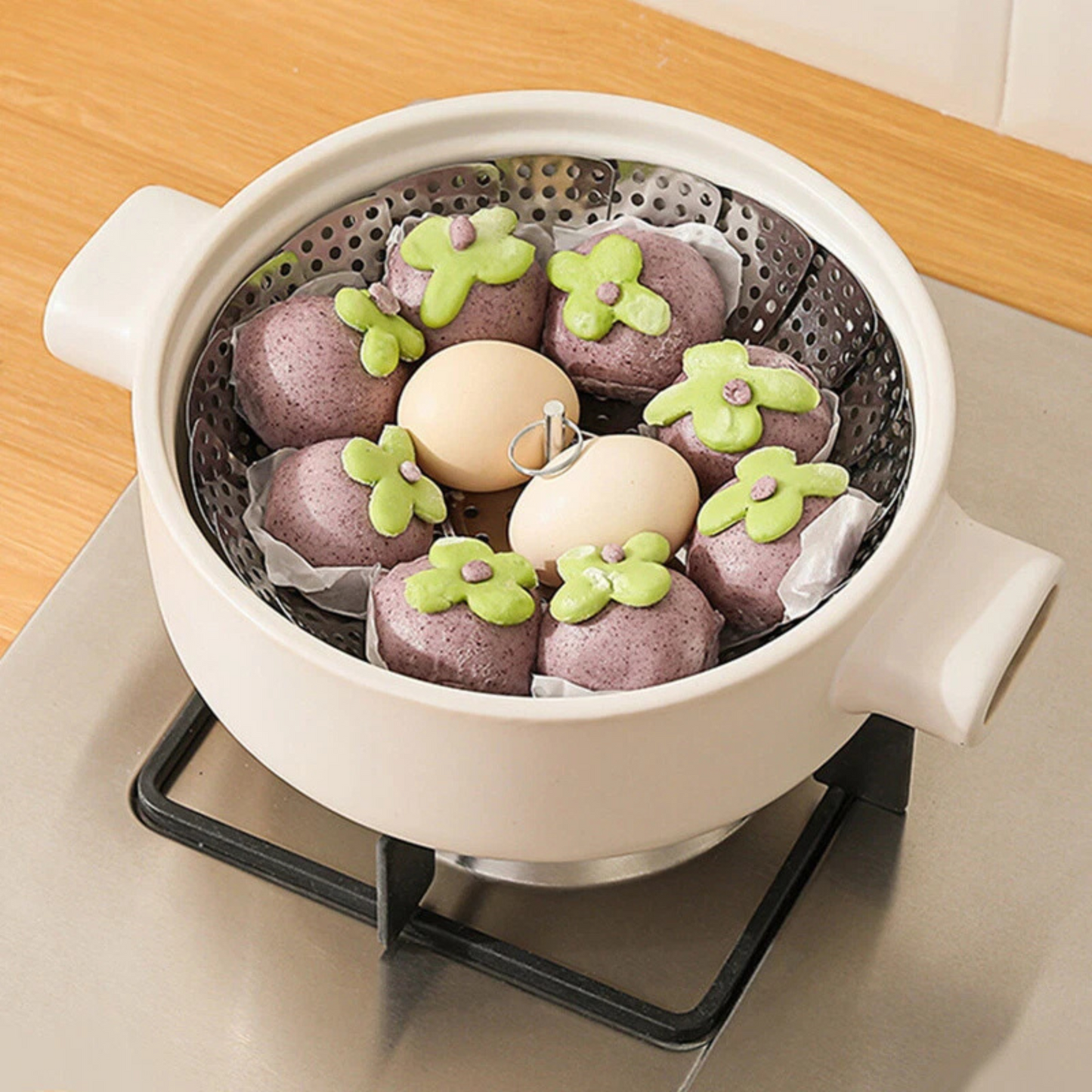 Fruit Rack Buns Cooking Prep Stainless Steel Steamer Tray Kitchen Drain Basket