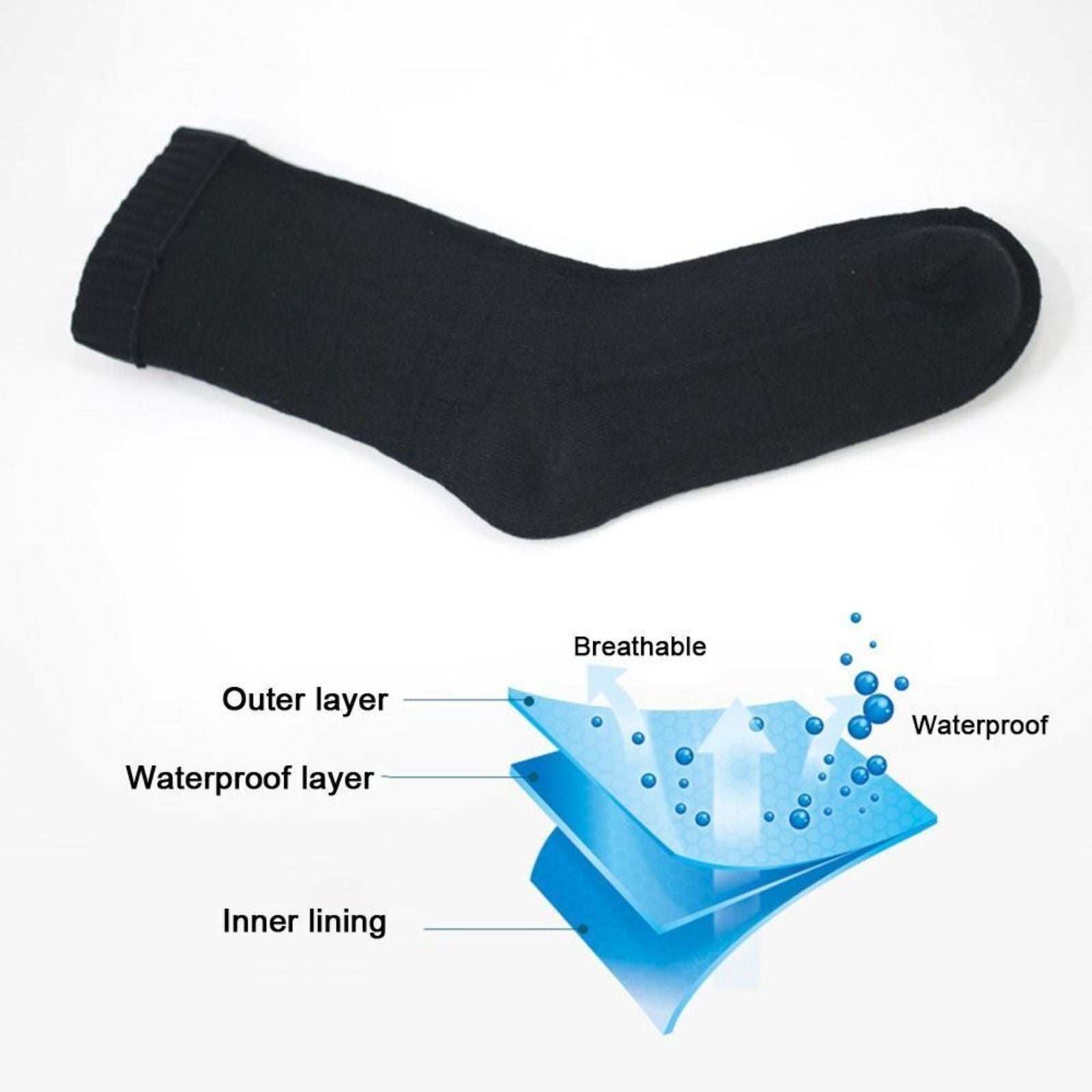 Waterproof Socks Comfortable Winter Hiking Socks Black EU 40-42 Medium