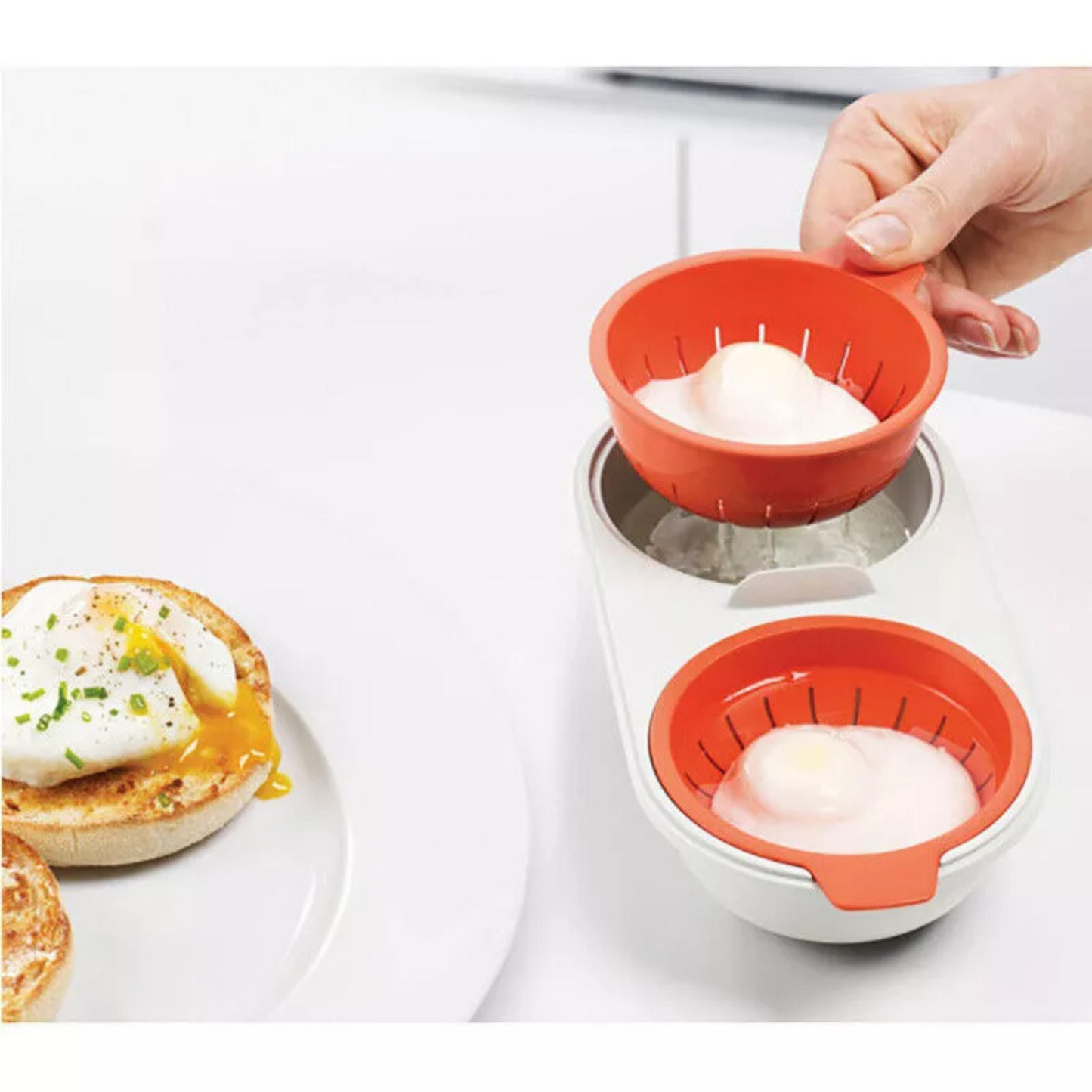 Sandwich Breakfast Cooker Egg Poacher Microwave Oven Kitchen Novelty Orange