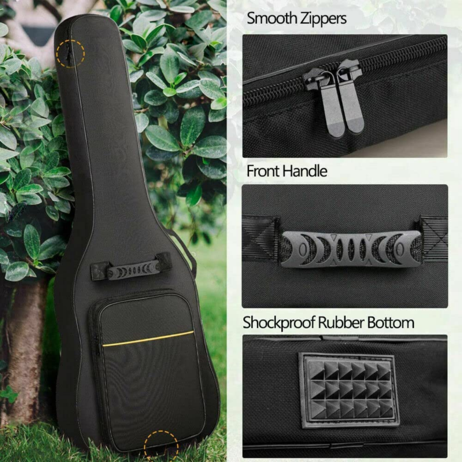 Double Straps Backpack 4" Guitar Bag Padded Gig Bag Soft Black Acoustic Case