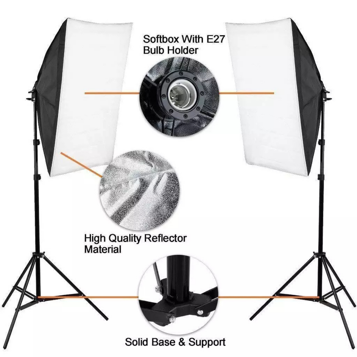 Lighting Soft Box Lights Stand Kit Photography Dimmable RGB LED Softbox 2x150W