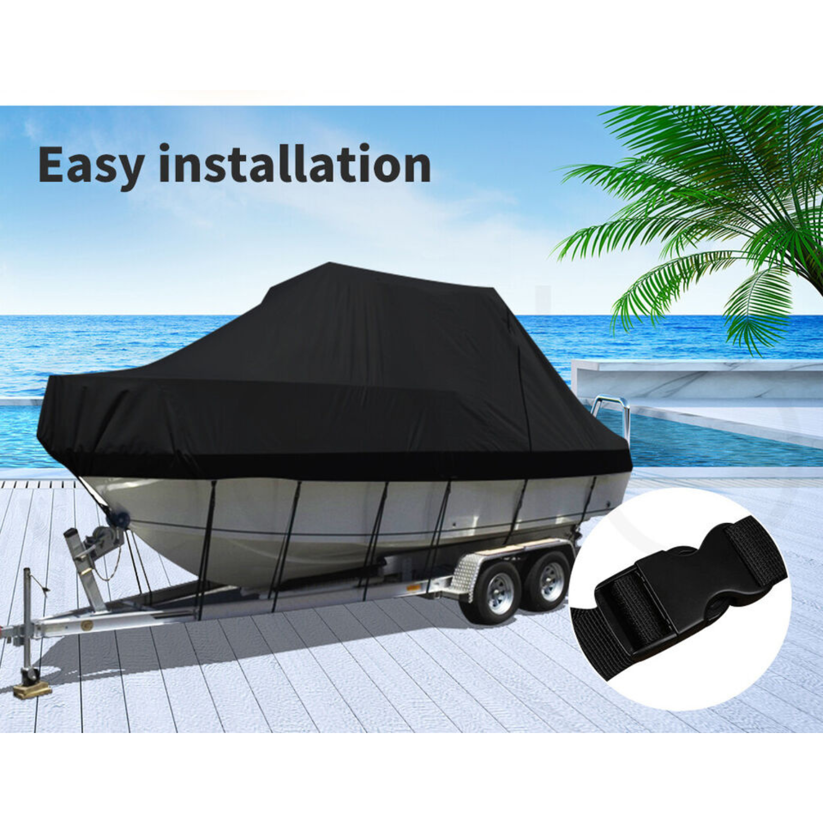 Trailerable Jumbo Boat Cover 17ft-19ft / 5.2m-5.8m 420D Heavy Duty Marine Grade