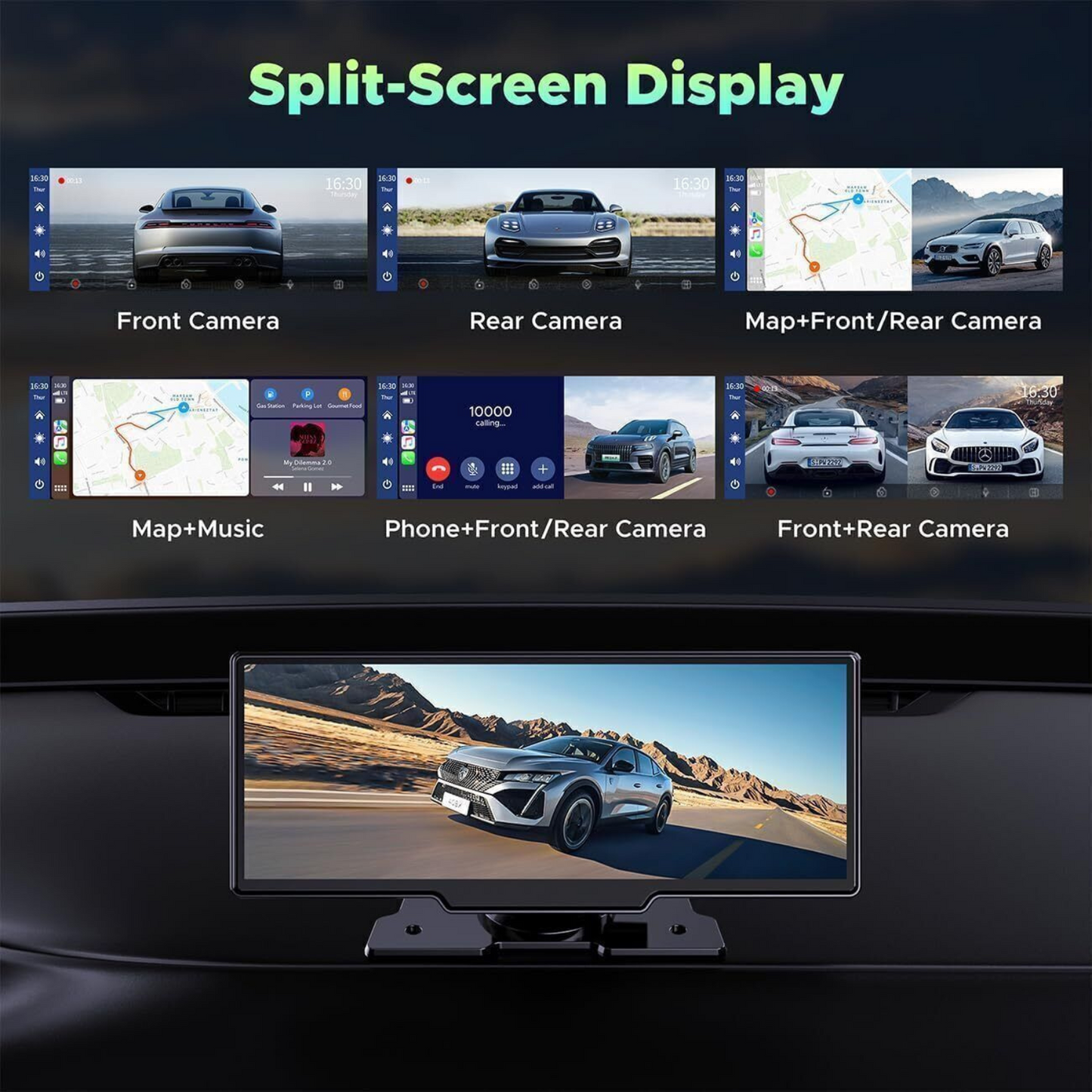Apple Carplay&Android Auto GPS +Rear Camera 9.26" 2.5K Dash Cam Car Stereo