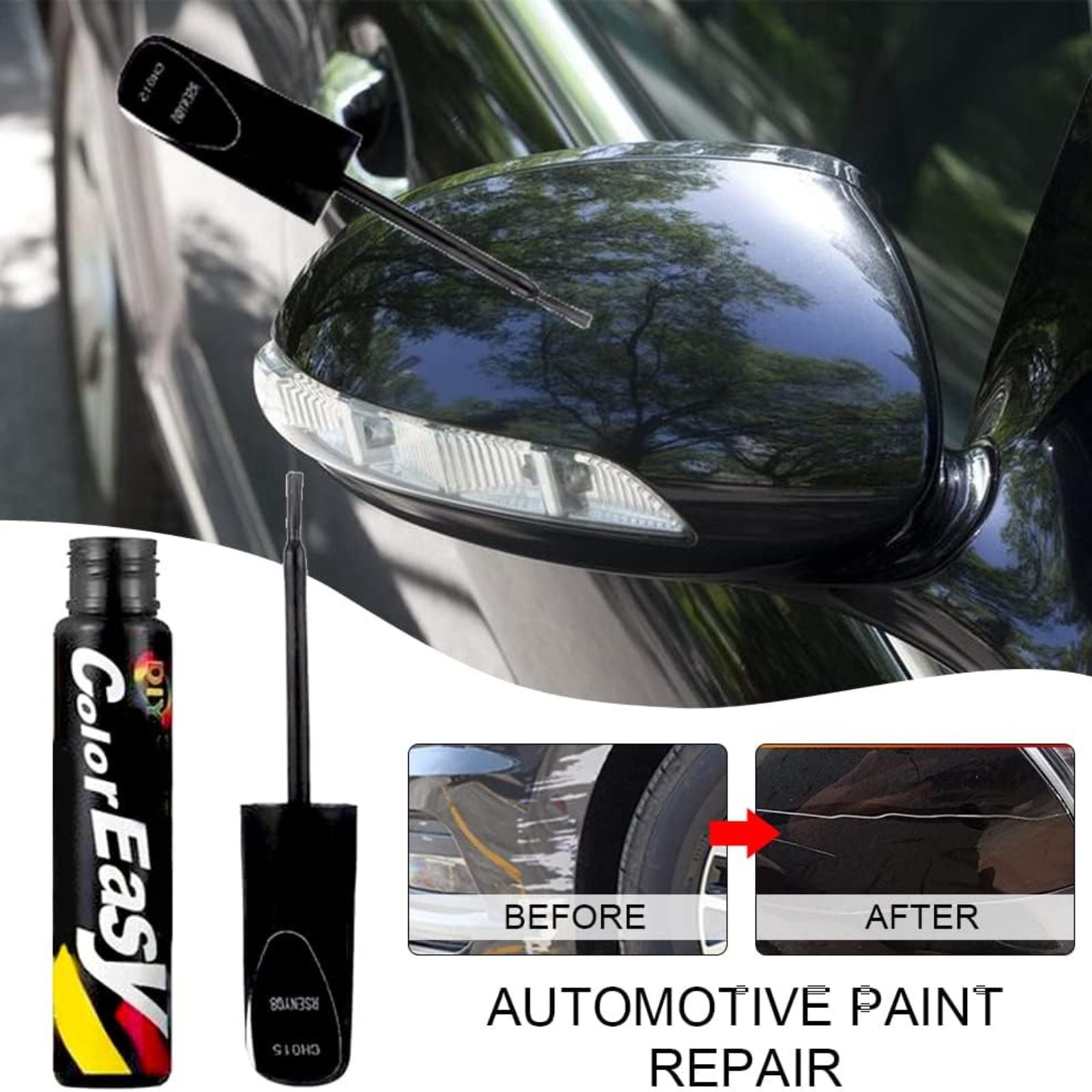 Auto Paint Repair Clear Scratch Remover Touch Up Brush 2x Black Fix Pen For Car