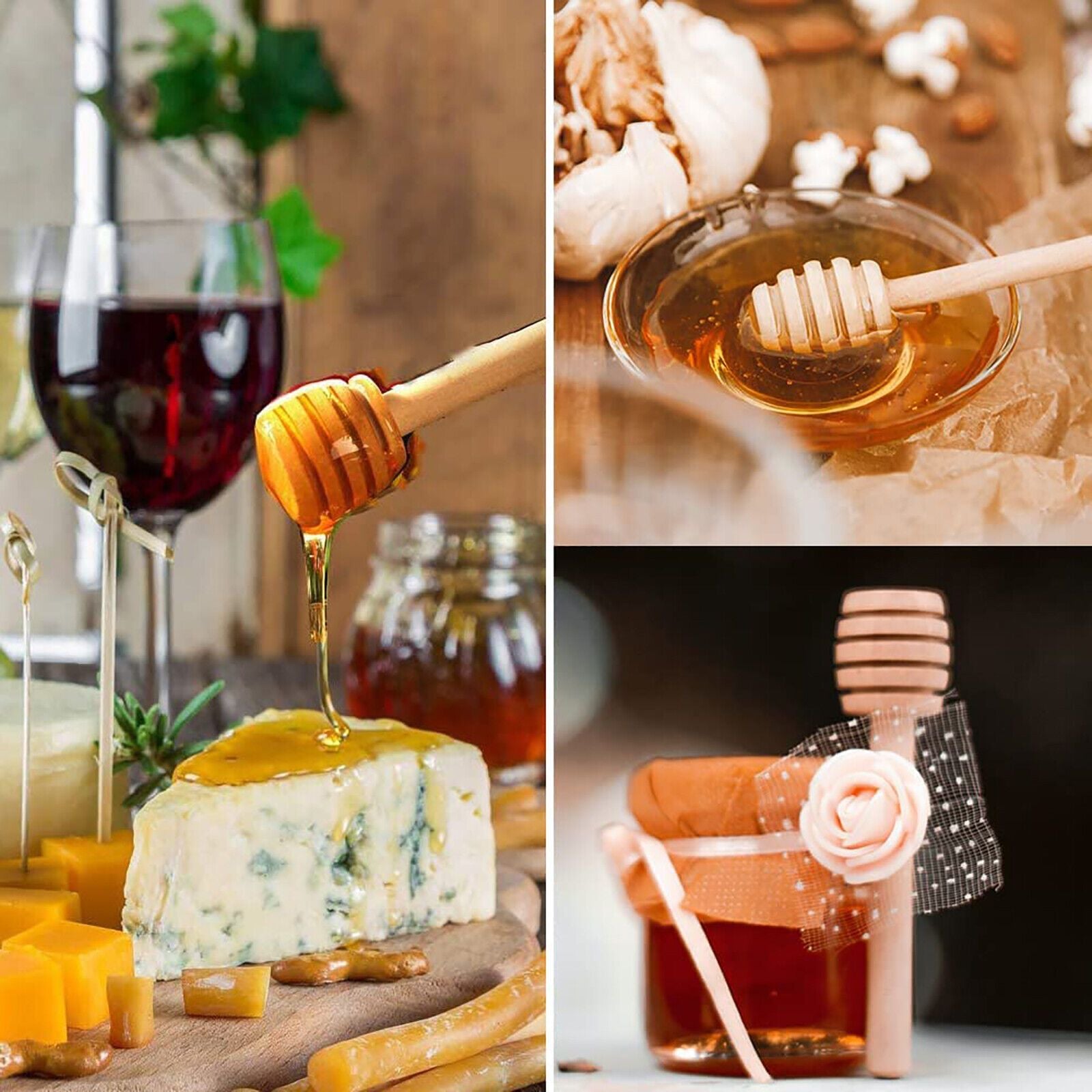 10pcs Wood Stirring Rod 8cm Mini Honey Dipper Wooden Drizzler Spoon