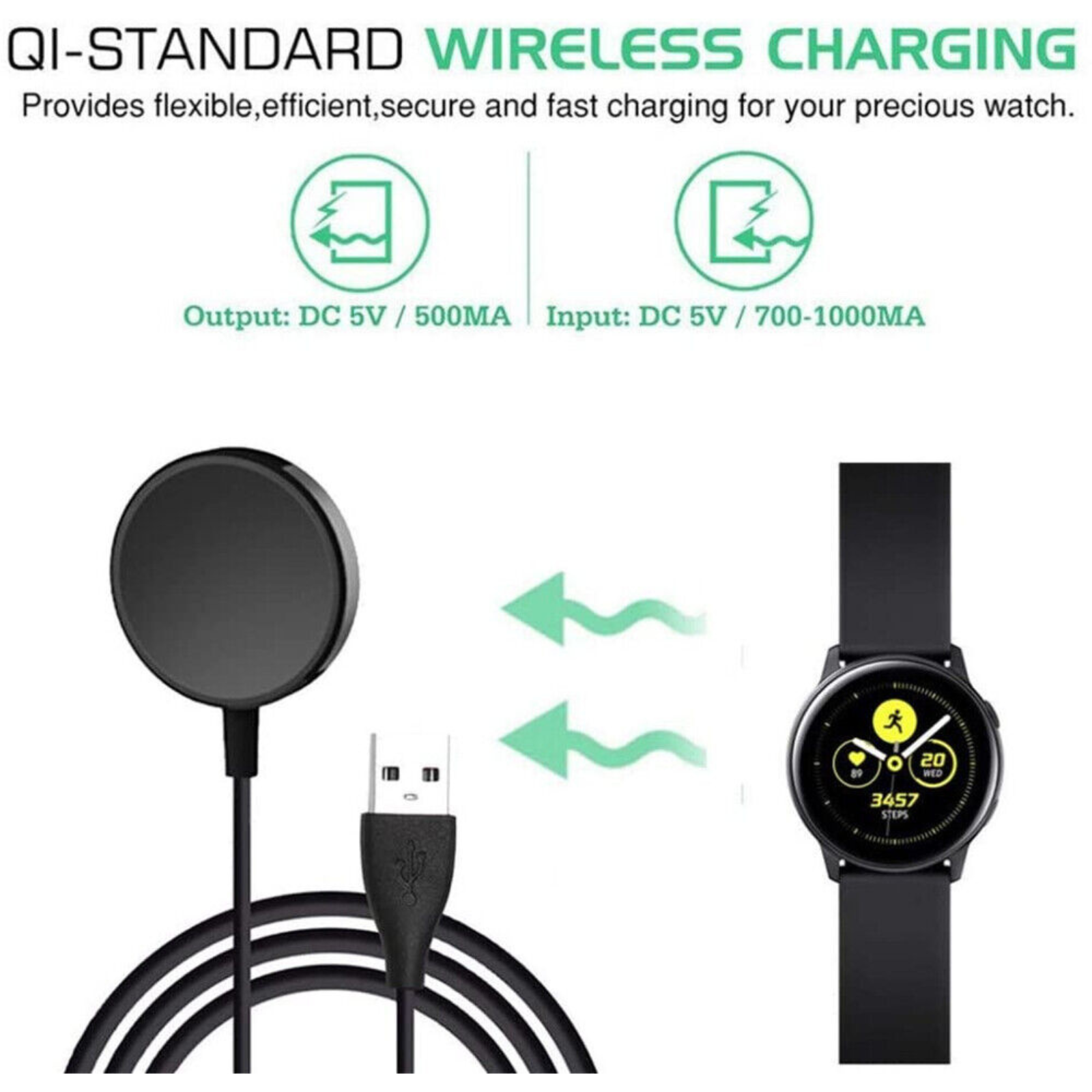 Samsung Galaxy Watch Active 1/2/3 40/41/44mm USB Charger Dock Cradle Cable