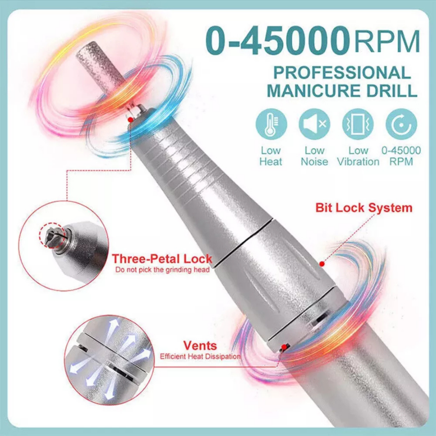 Professional Portable Nail 45000RPM Rechargeable Electric Nail Drill Machine