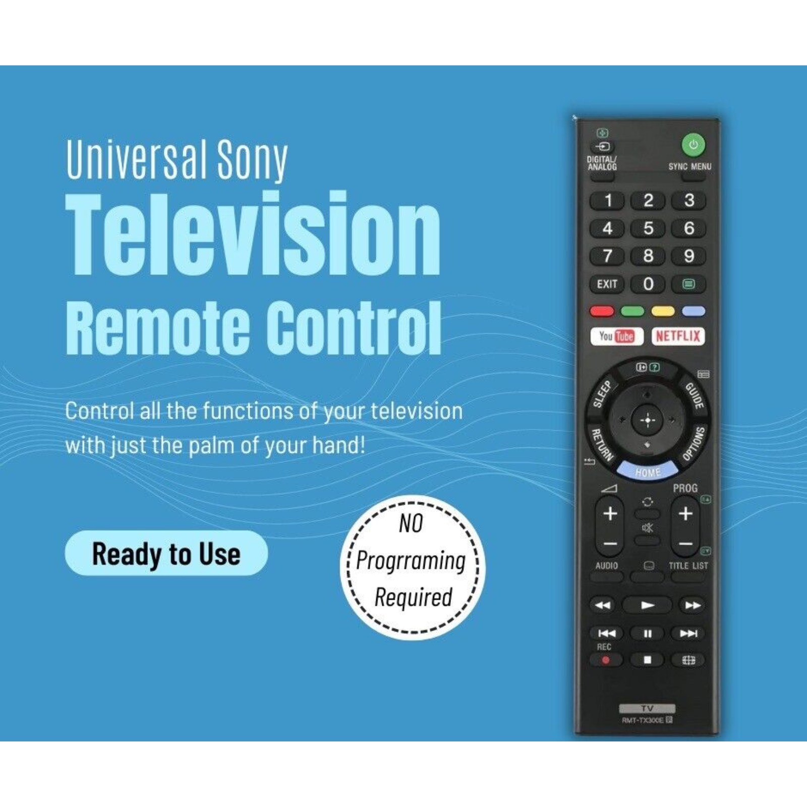 Universal Remote Control Replacement SONY BRAVIA TV NETFLIX LCD LED Series HD 4K