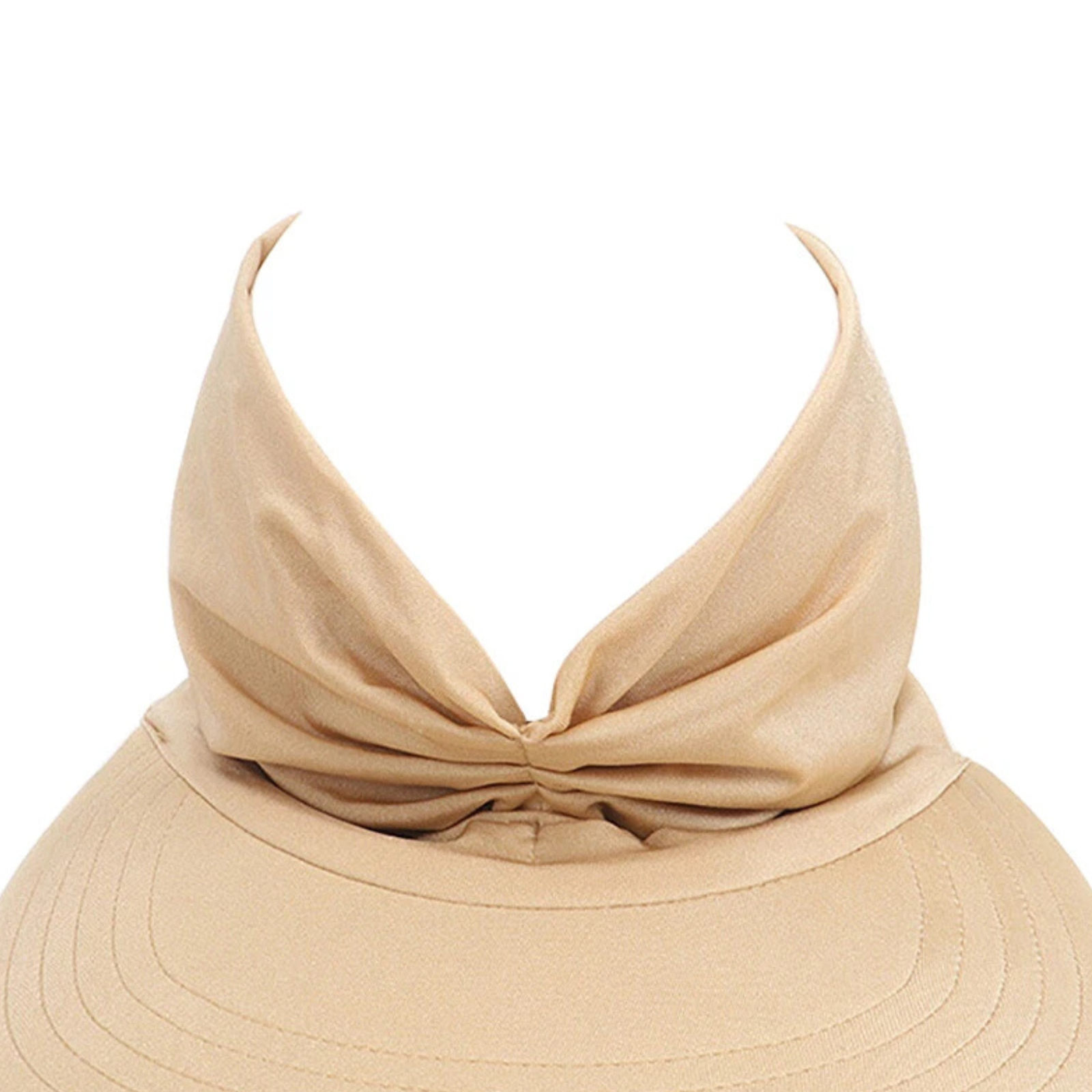 Summer Women Sport Pony Tail Visor Hat Swimming Cap Wide Brim Sun Shade Camel