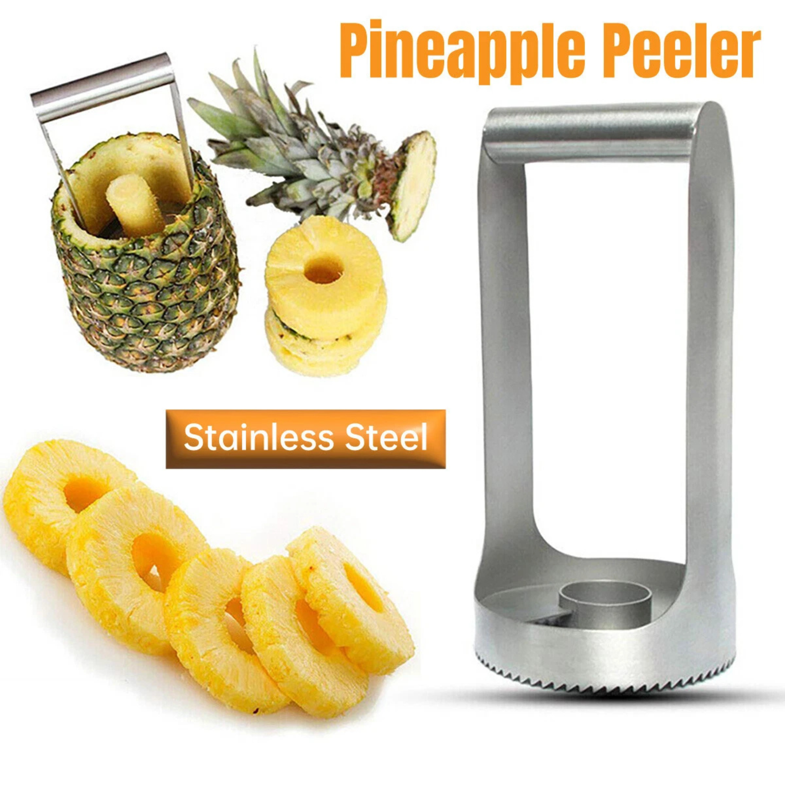 Stainless Steel Pineapple Corer and Peeler Quick and Easy Fruit Prep