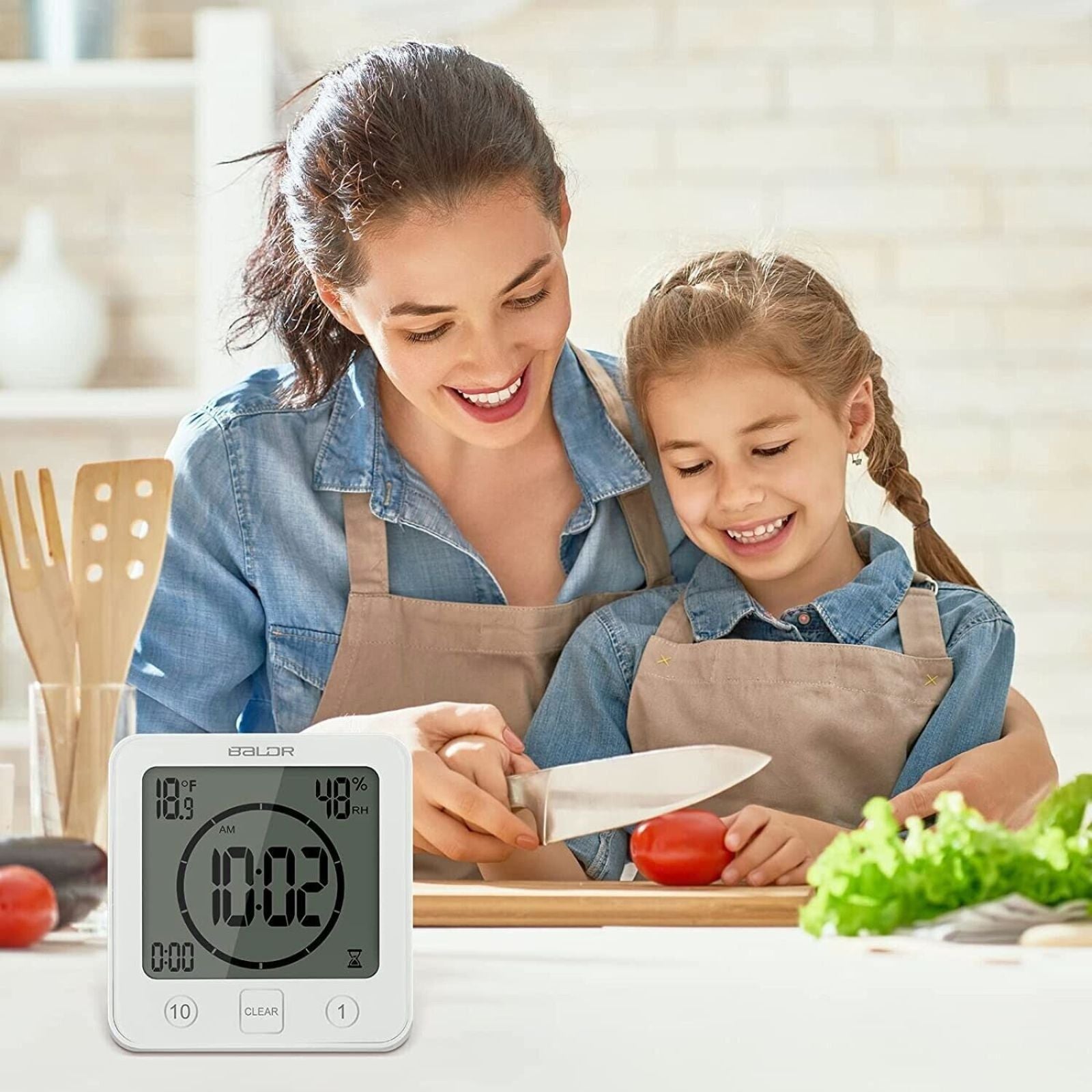 Shower Clock Timer Waterproof Digital Timer Temperature Meter Alarm White