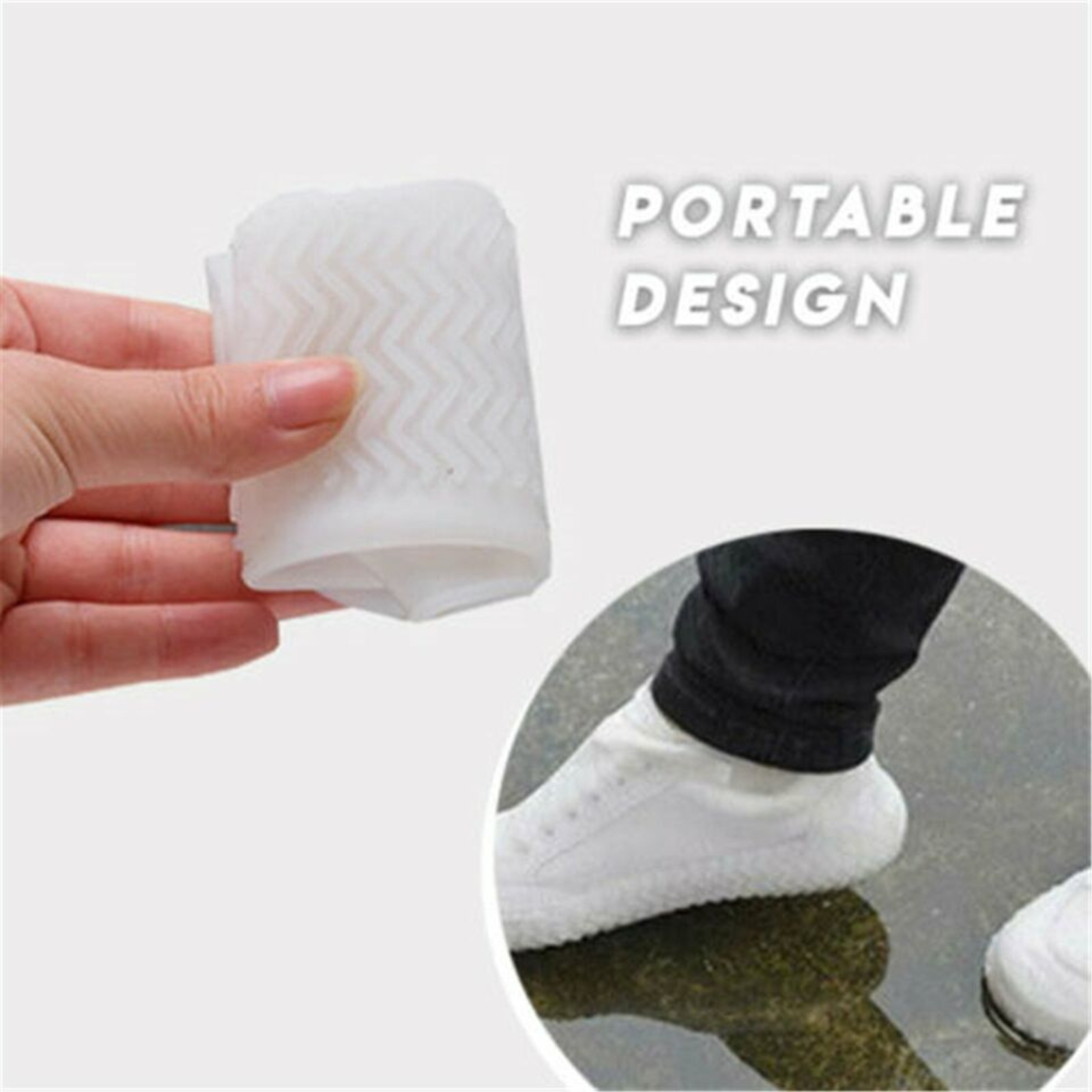 RUBBER Foot Medium Non Slip Rain Water SHOE COVER WATERPROOF Silicone White