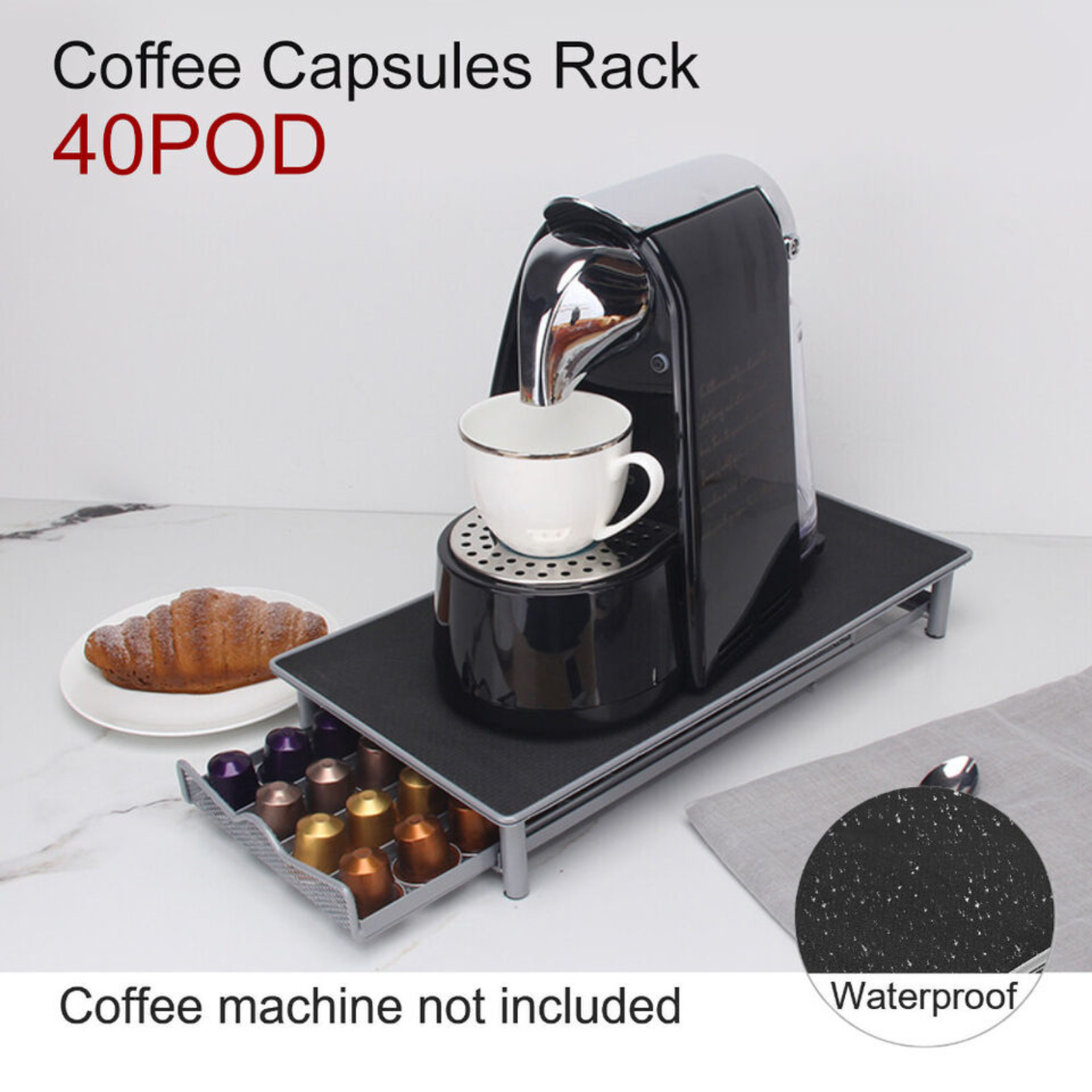Nespresso Storage Organizer Stand Coffee Capsules Holder Rack 40 Pods Drawer