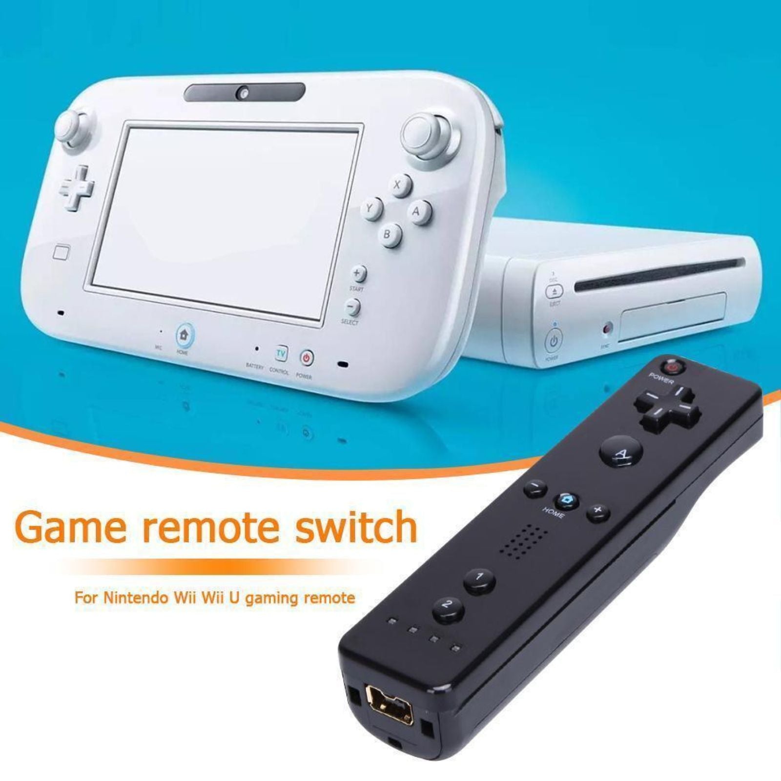 Motion Control for Nintendo WiiU Wii Wii U Games Wireless Remote Control Black