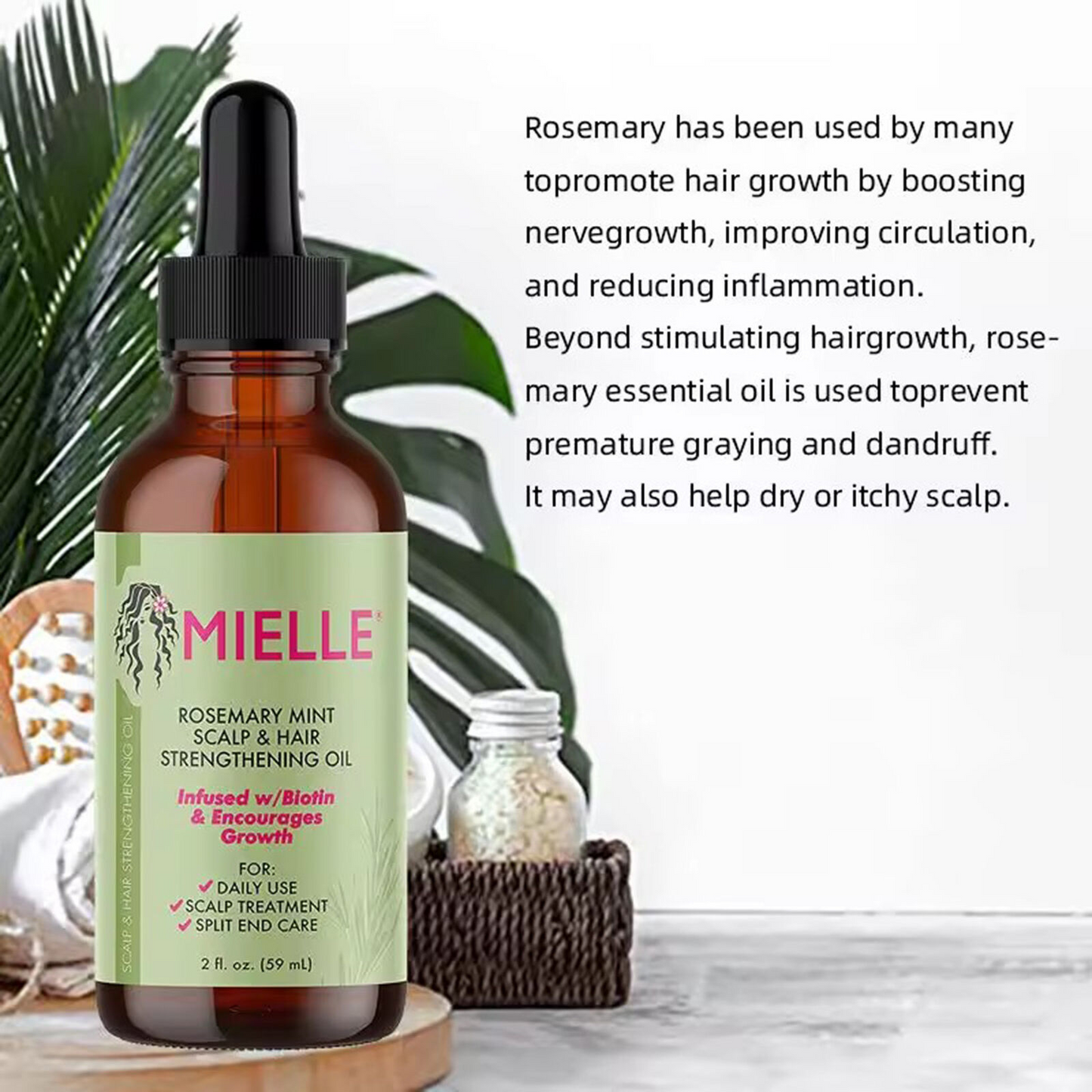 Hair Strengthening Oil Organic Mielle Rosemary Mint Scalp 59ml 57g (2oz)