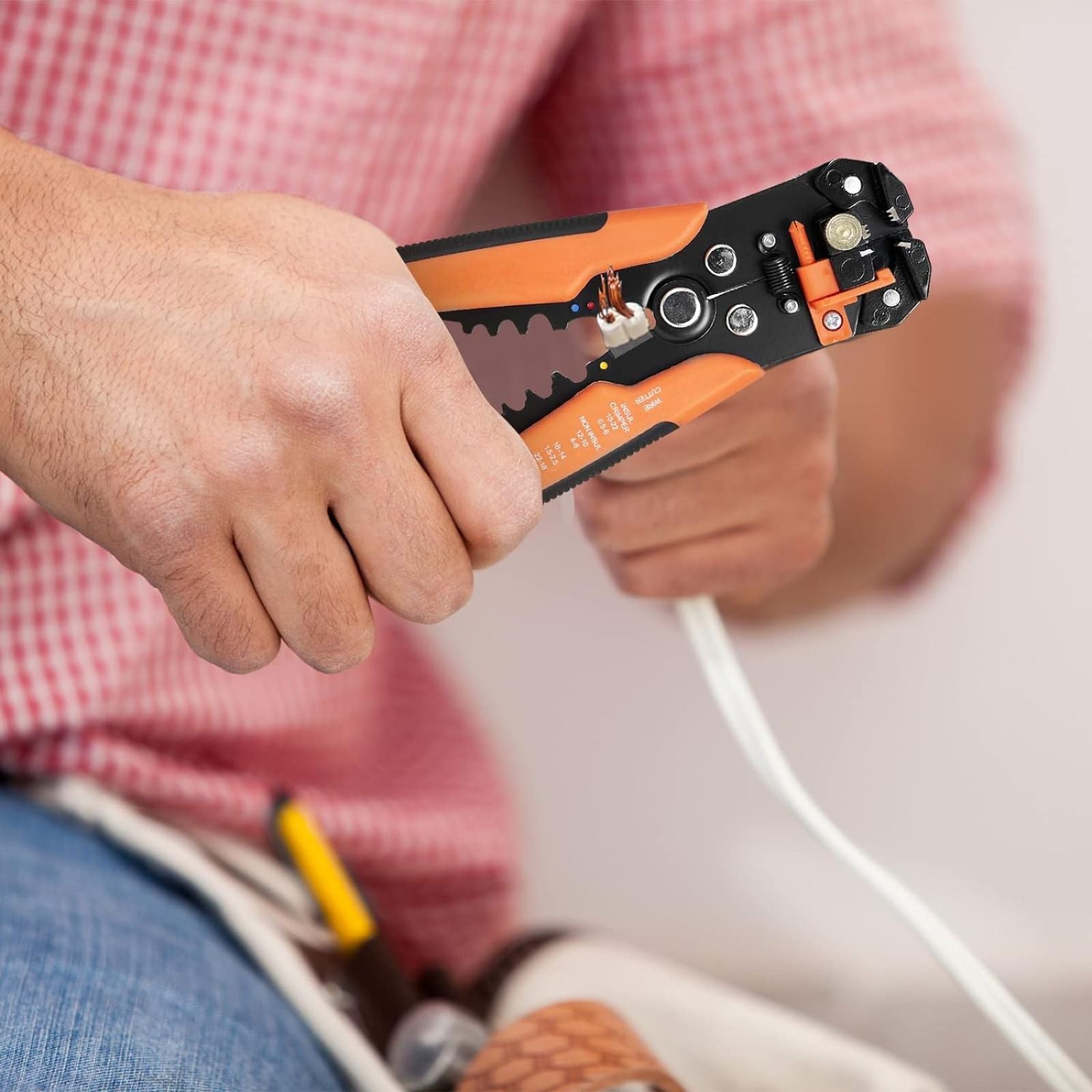 Orange Pliers Stripper Tool Automatic Terminal Cutter Electric Cable Crimper