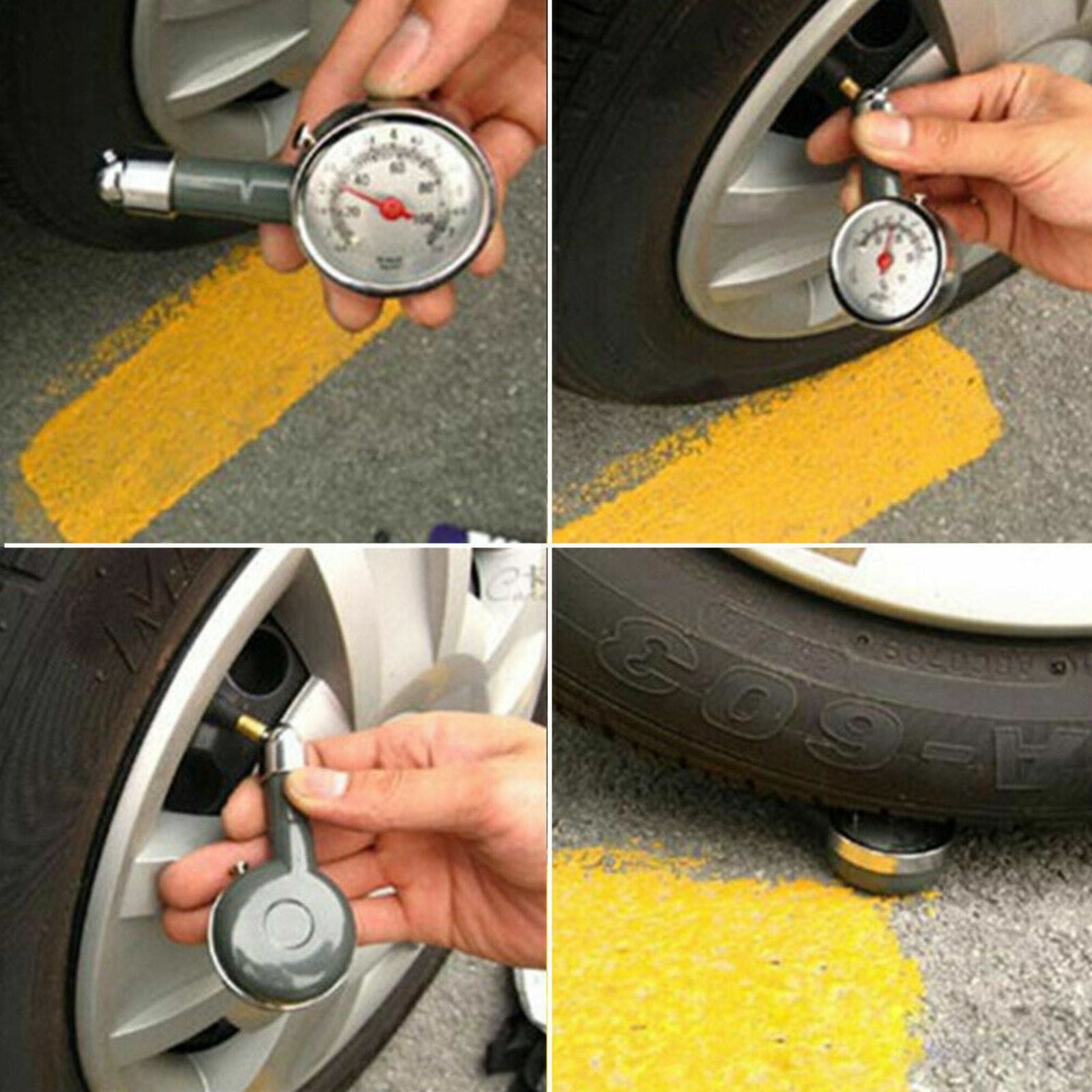 Portable Auto Dial Tire Gauge Car Bike Truck Pressure Tester