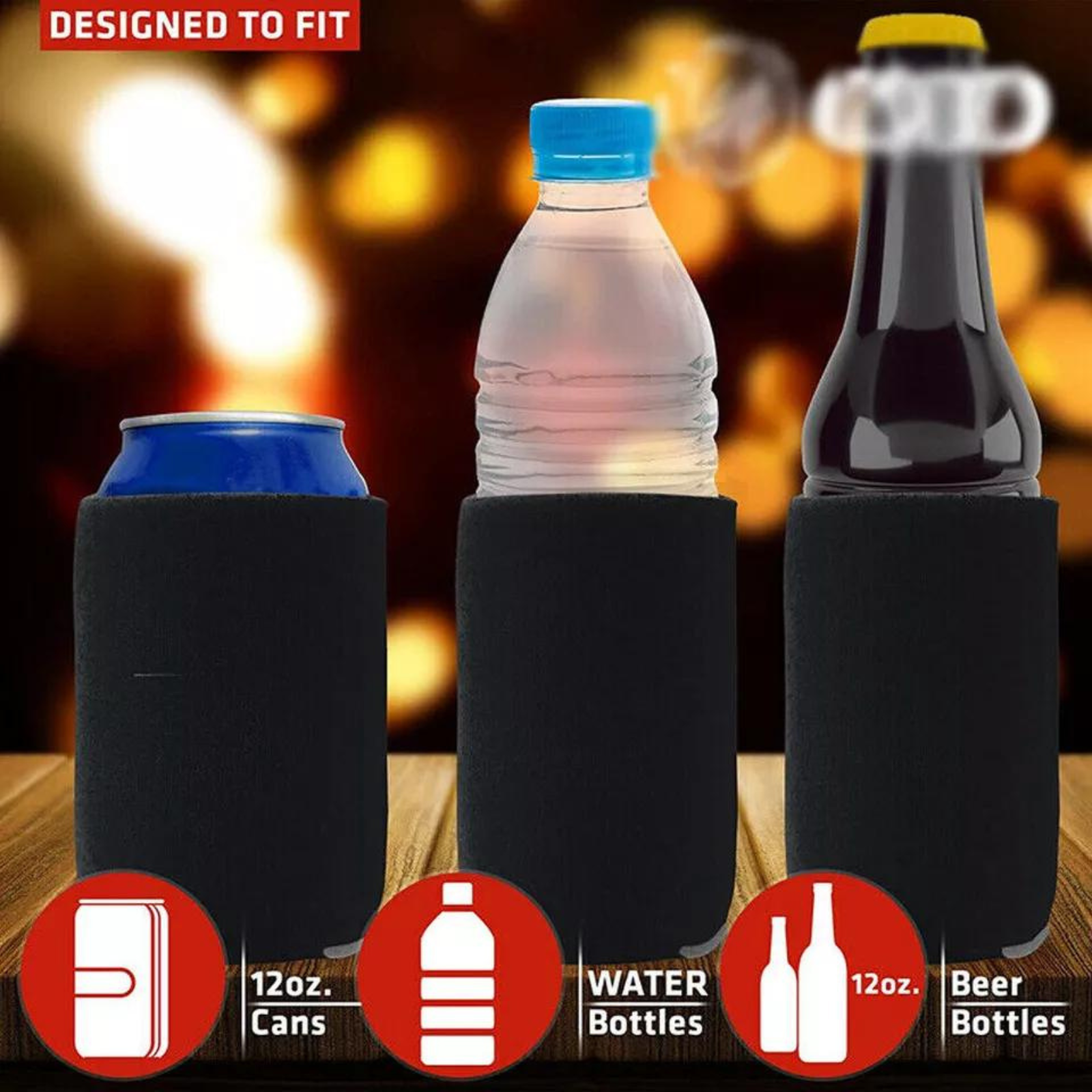 Black 50x Sleeve Sublimation Heat Transfer Foldable Blank Cooler Holder