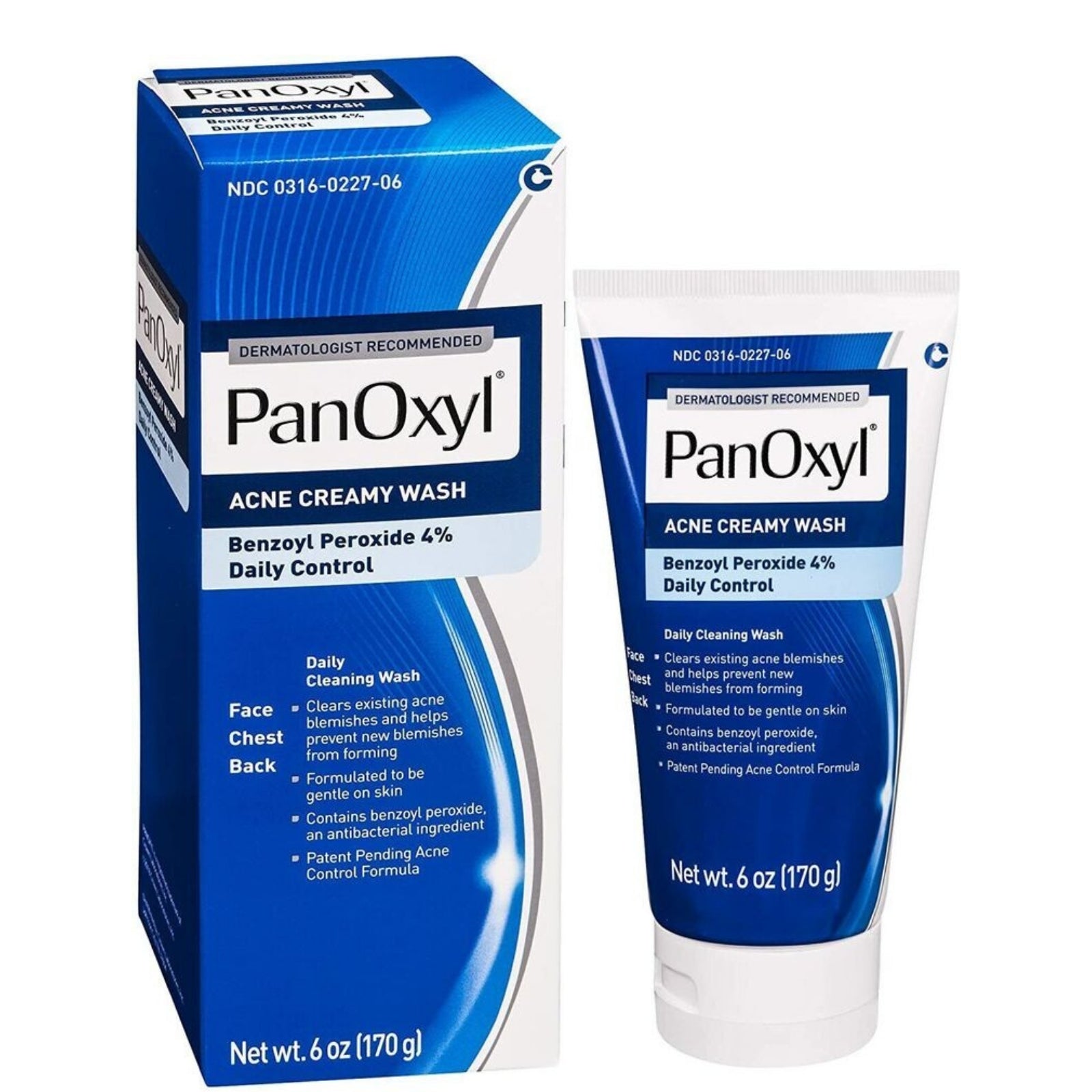 Benzoyl Peroxide PanOxyl Creamy Acne Control Skin Care Wash 4% Daily 170g