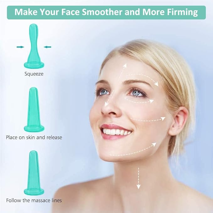4pcs Facial Massage Lifting Cups Silicone Cupping Vacuum Suction Face Massage