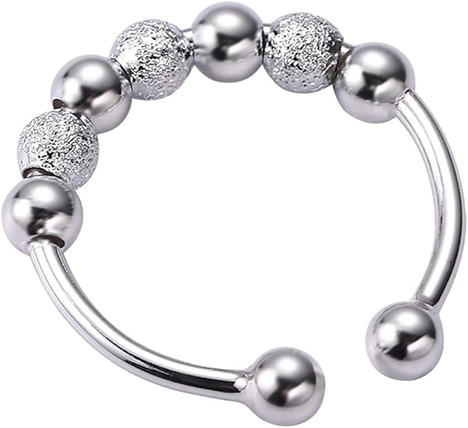 Meditation Worry Rotating Ring Anti-anxiety Adjustable Opening Fidget Ball Ring