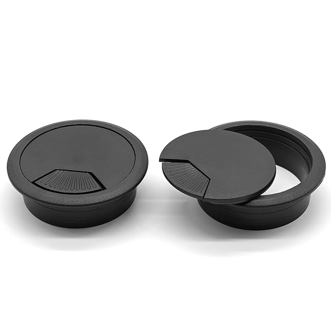 12PCS Surface Port Wire Hole Cover Computer Desk Table Grommet Cable Black