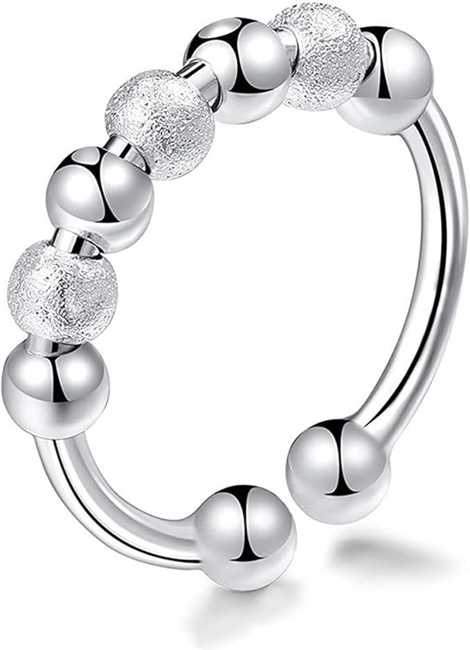Meditation Worry Rotating Ring Anti-anxiety Adjustable Opening Fidget Ball Ring