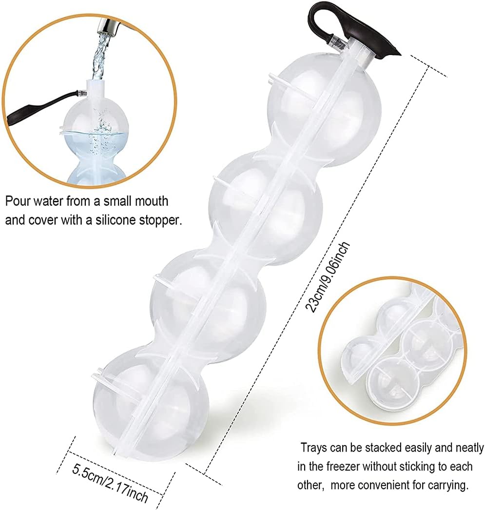 Sphere Cube Tray Big Silicone Mold 2X Ice Ball Maker Whiskey Round Mould