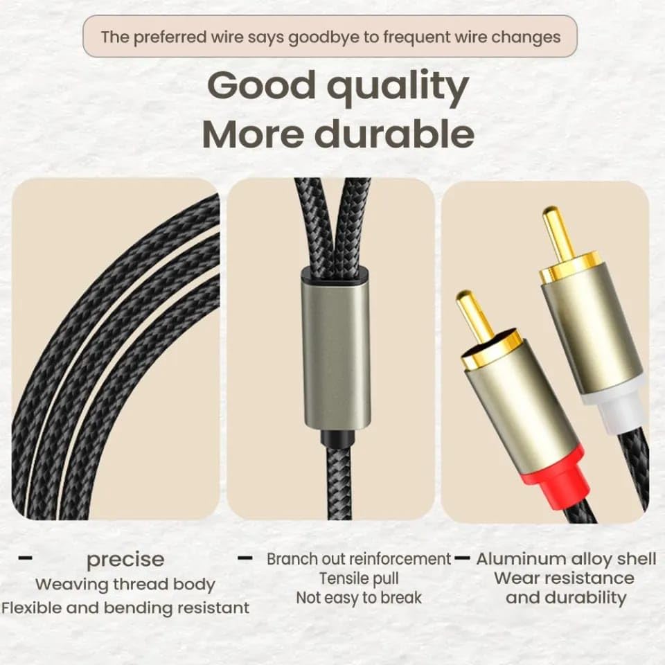 USB Type-C to 2RCA Adapter Cable Amplifier Audio Line Aux Cord Converter