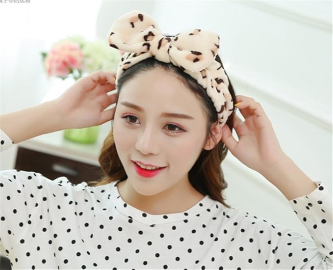 Headband Bath Spa Makeup Cute Big Bow Head Wrap Soft Hair Band