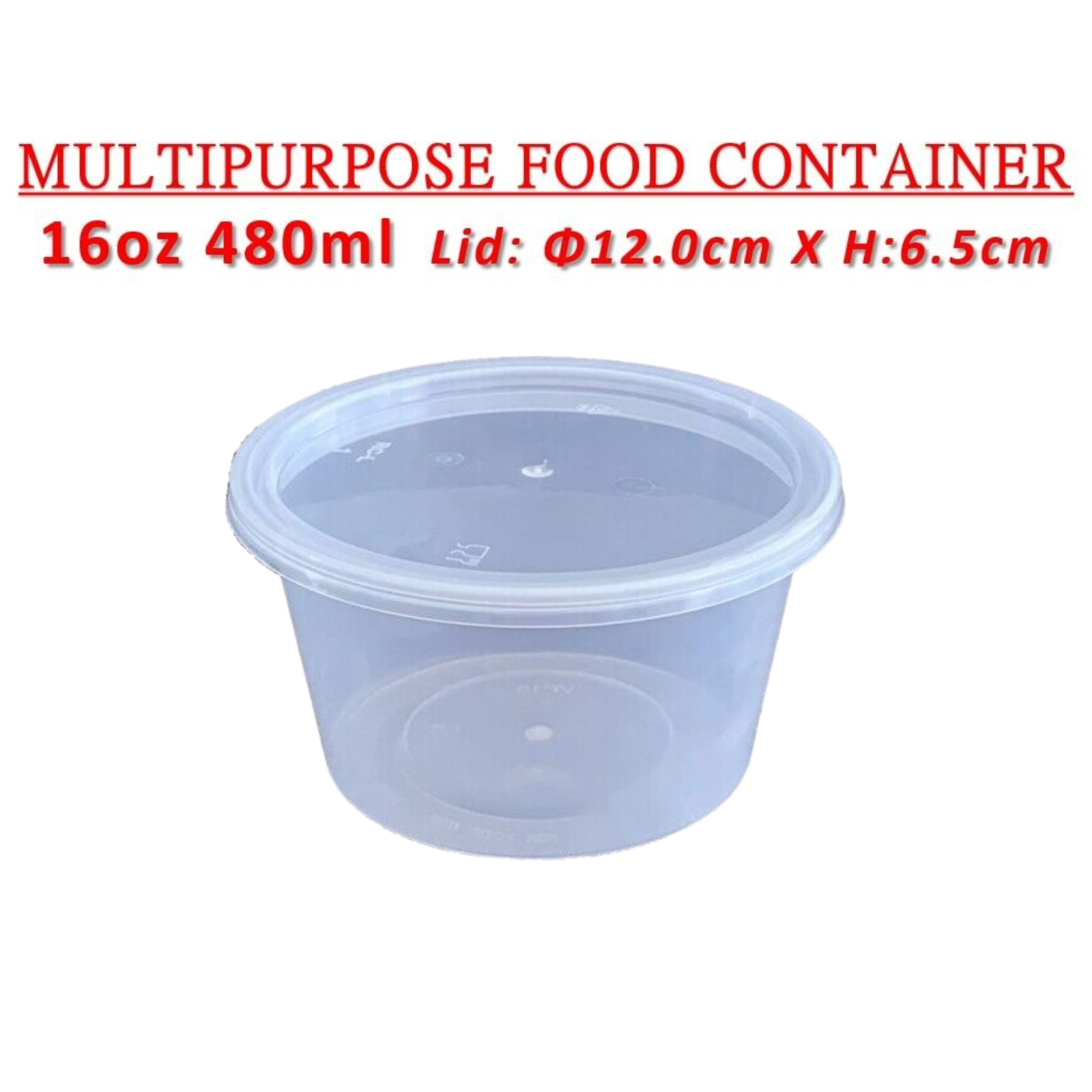 Reusable Takeaway Plastic Storage Tubs Premium Round Plastic Food Container 16oz