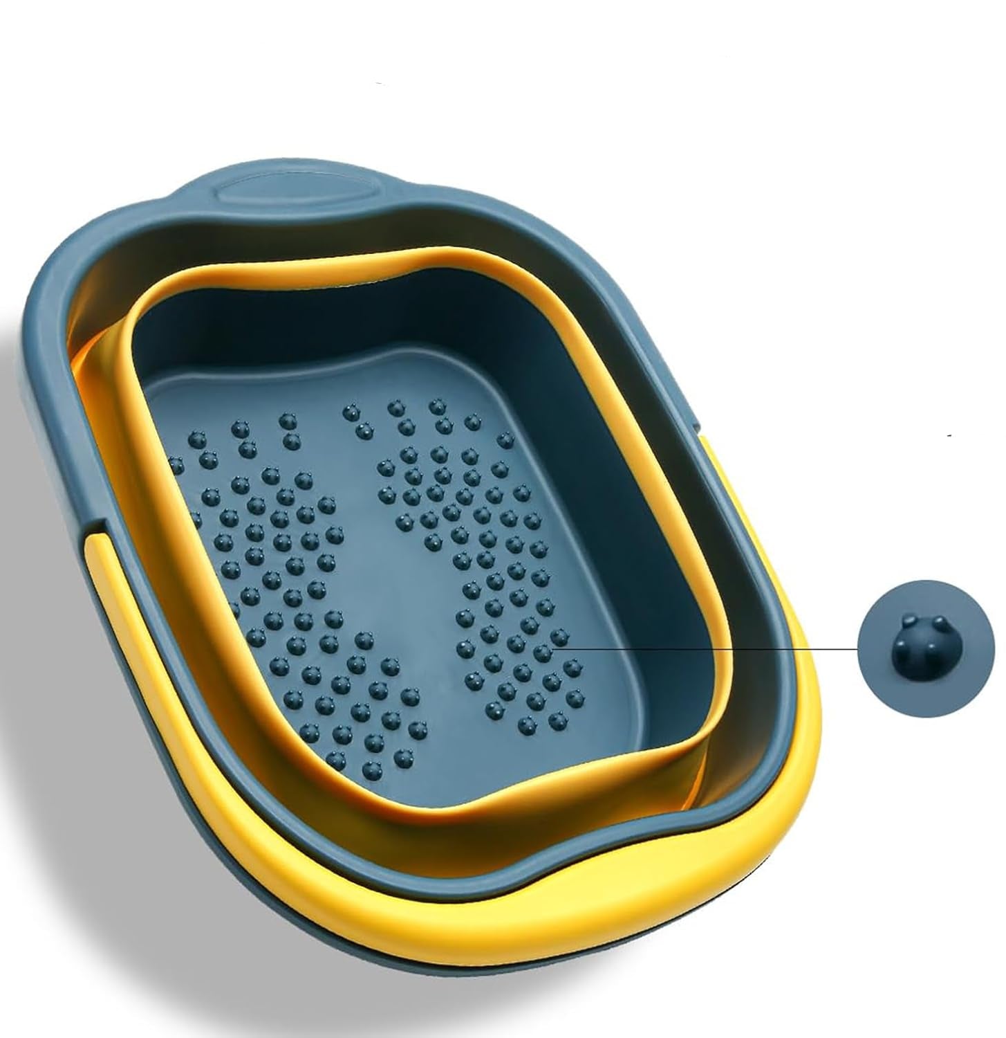 Pedicure Luxury Bath Massage Basin Folding Foot Spa Tub Bucket Feet Therapy Blue