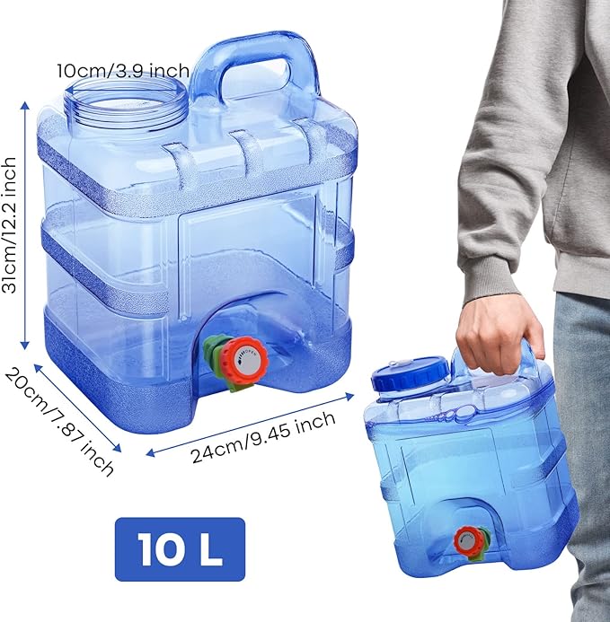 10L Water Container Outlet Tap Barrel Portable Water Bucket Camping Outdoor