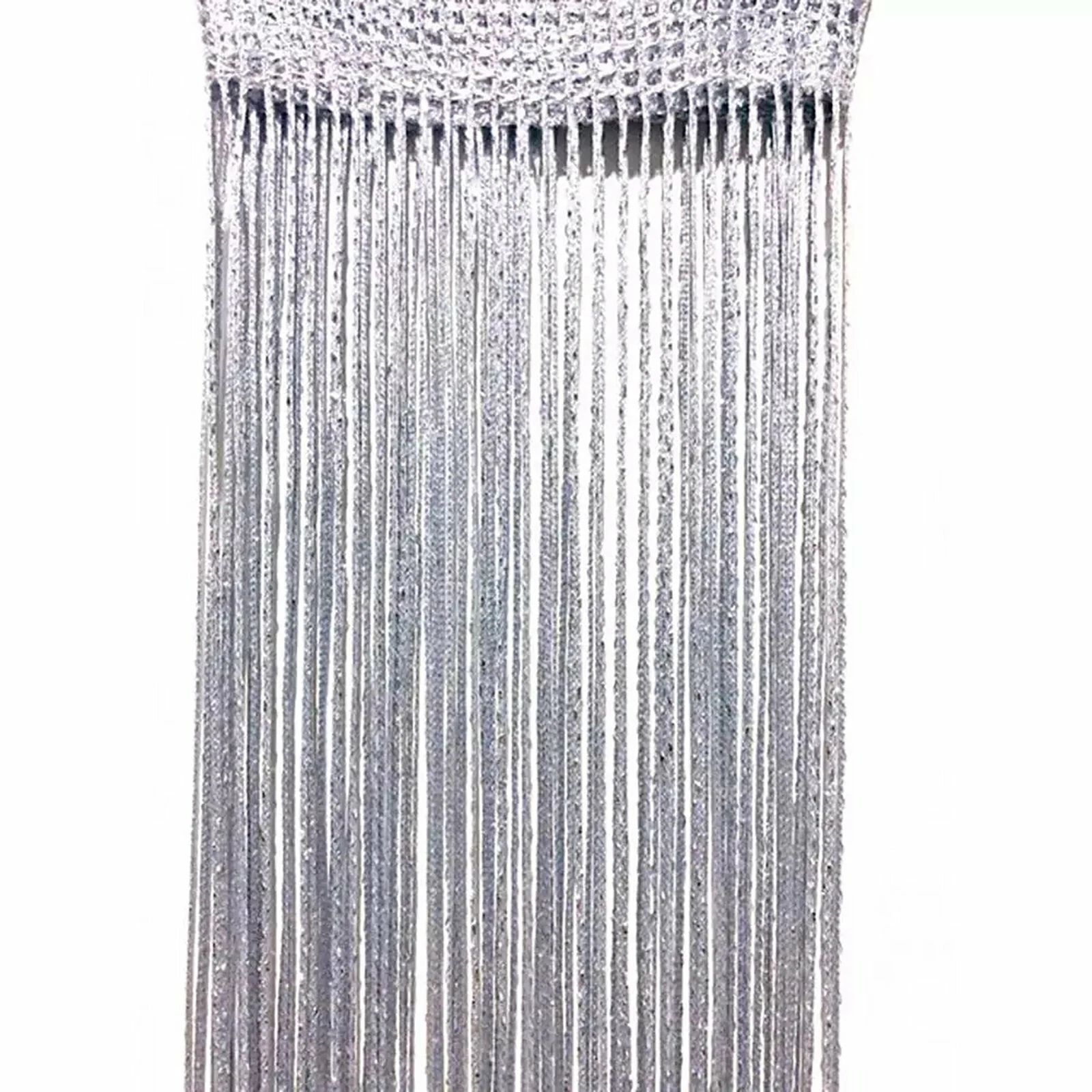 Tassel Decoration String Curtain Fly Screen Room Divider Silver-Grey