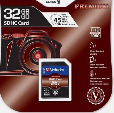 Verbatim SDHC 32GB (Class 10) Up to 45MB/Sec 300X Read Speed