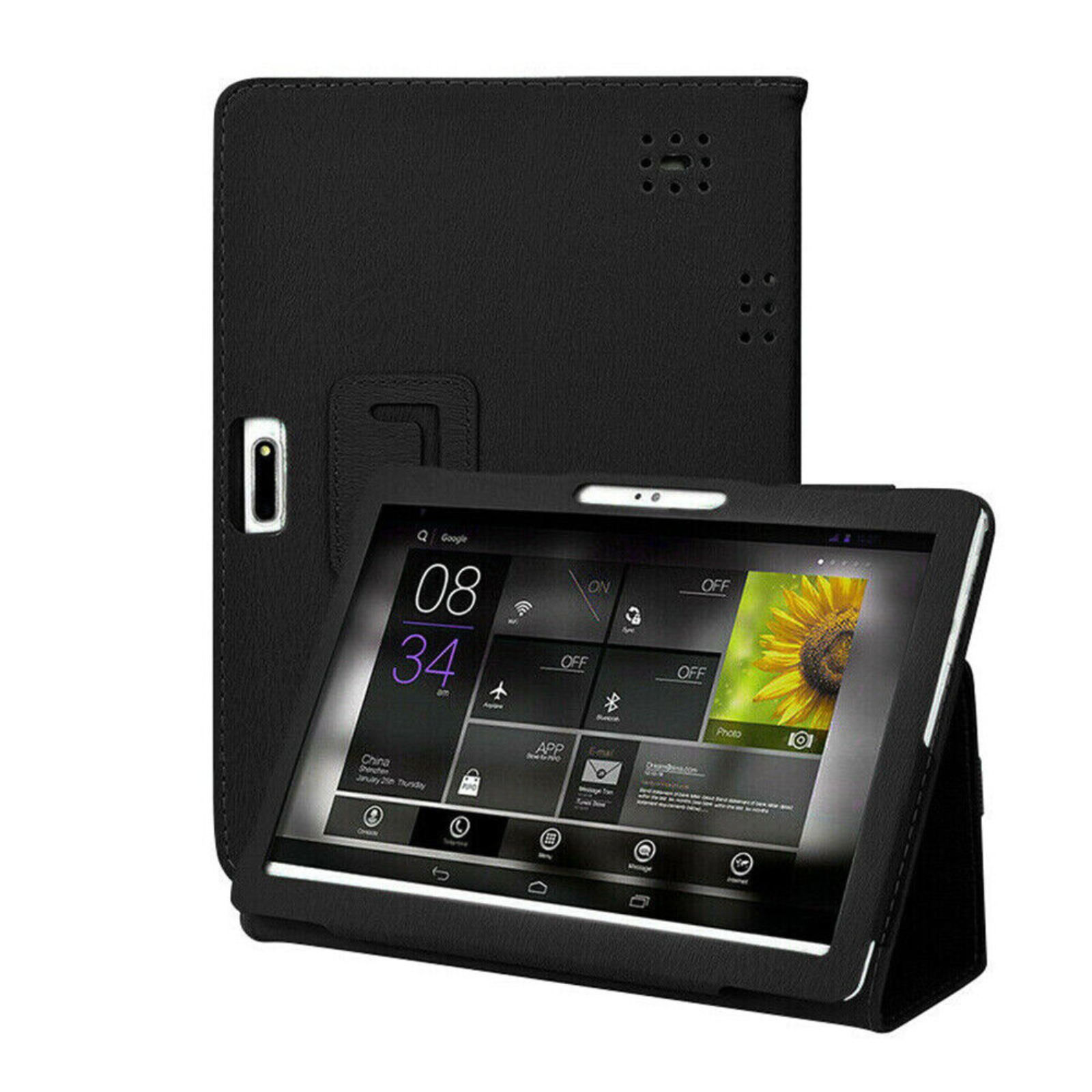 10.1 Inch Android Tablet PC Universal Shockproof PU Flip Stand Case Cover Black