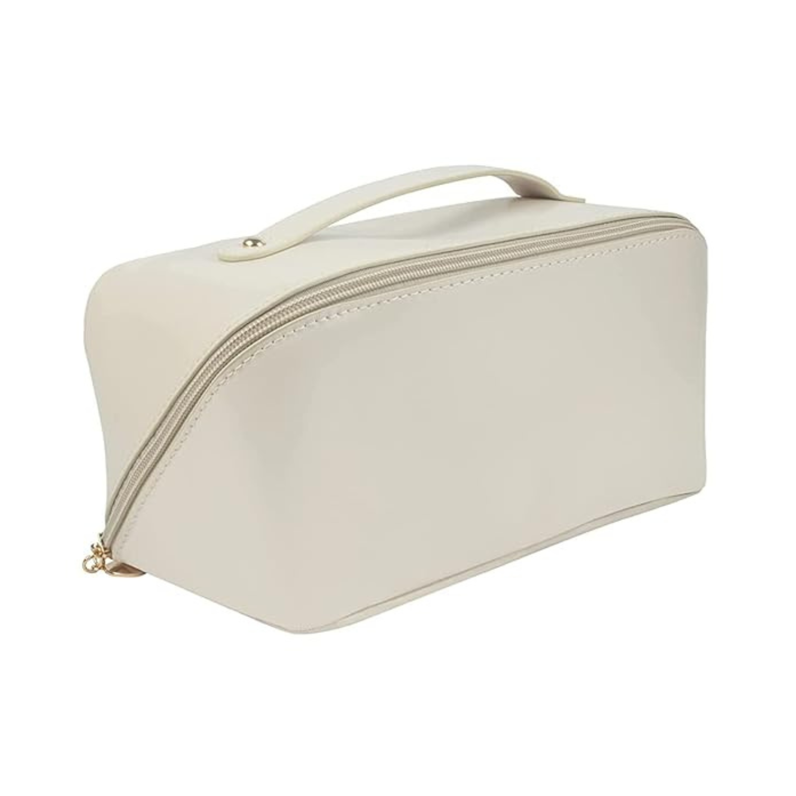 Makeup Brushes Slots Dividers Organizer Large Capacity Travel Cosmetic Bag White