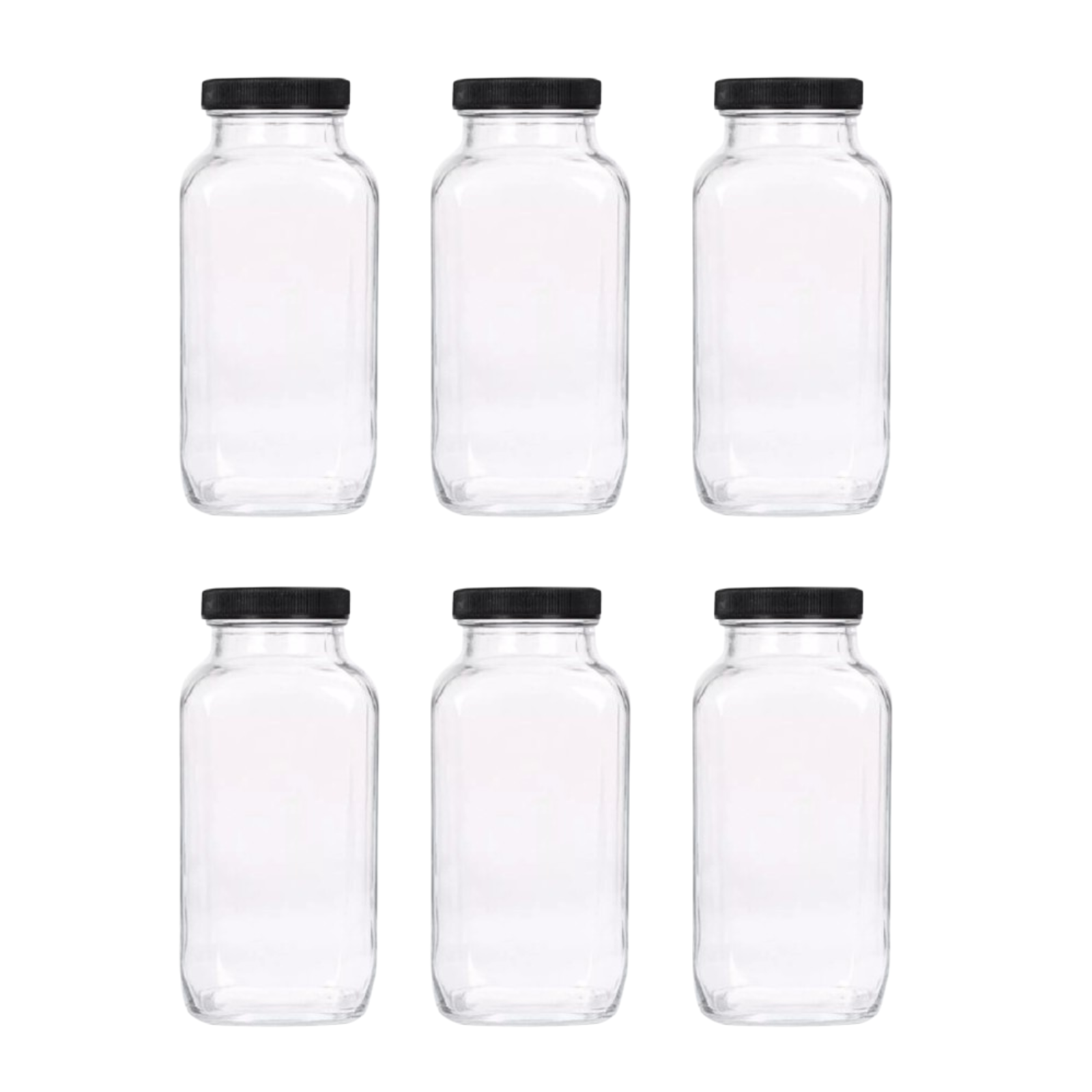 6PCS Refillable Empty Water Drink Bottles 500ML Clear Glass Juice Water Bottles