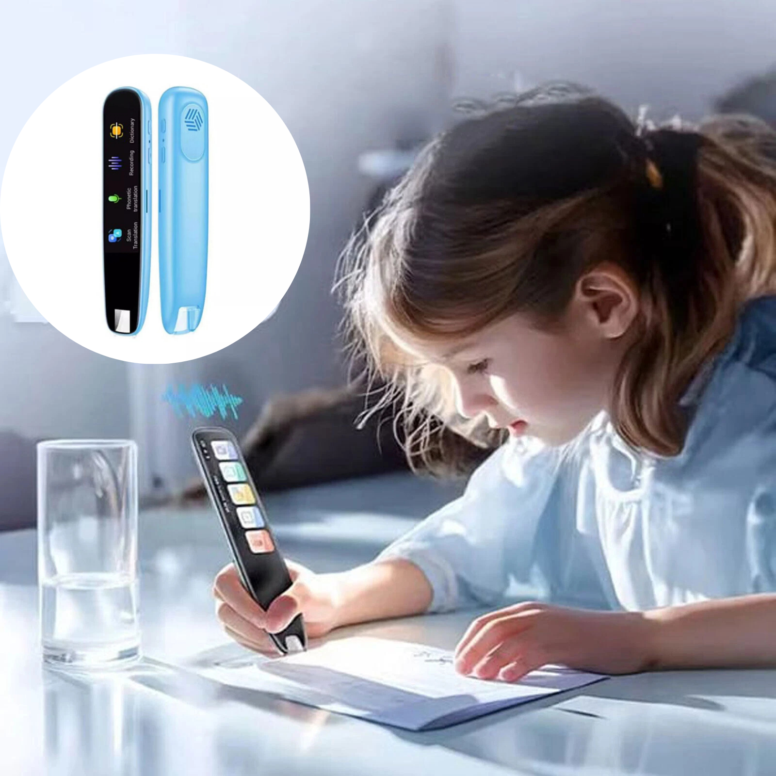 Pen Text Reading Smart Scan Translation 112+ Voice Language Translator Device Blue