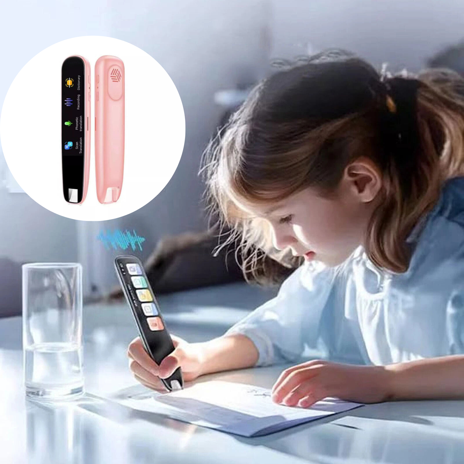 Pen Text Reading Smart Scan Translation 112+ Voice Language Translator Device Pink