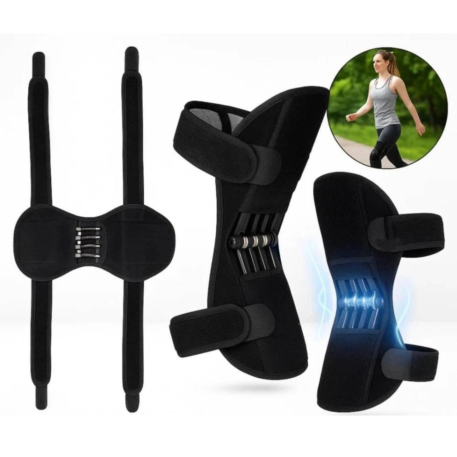 Power Spring Knee Pads 2x Brace Leg Support Protector Gear