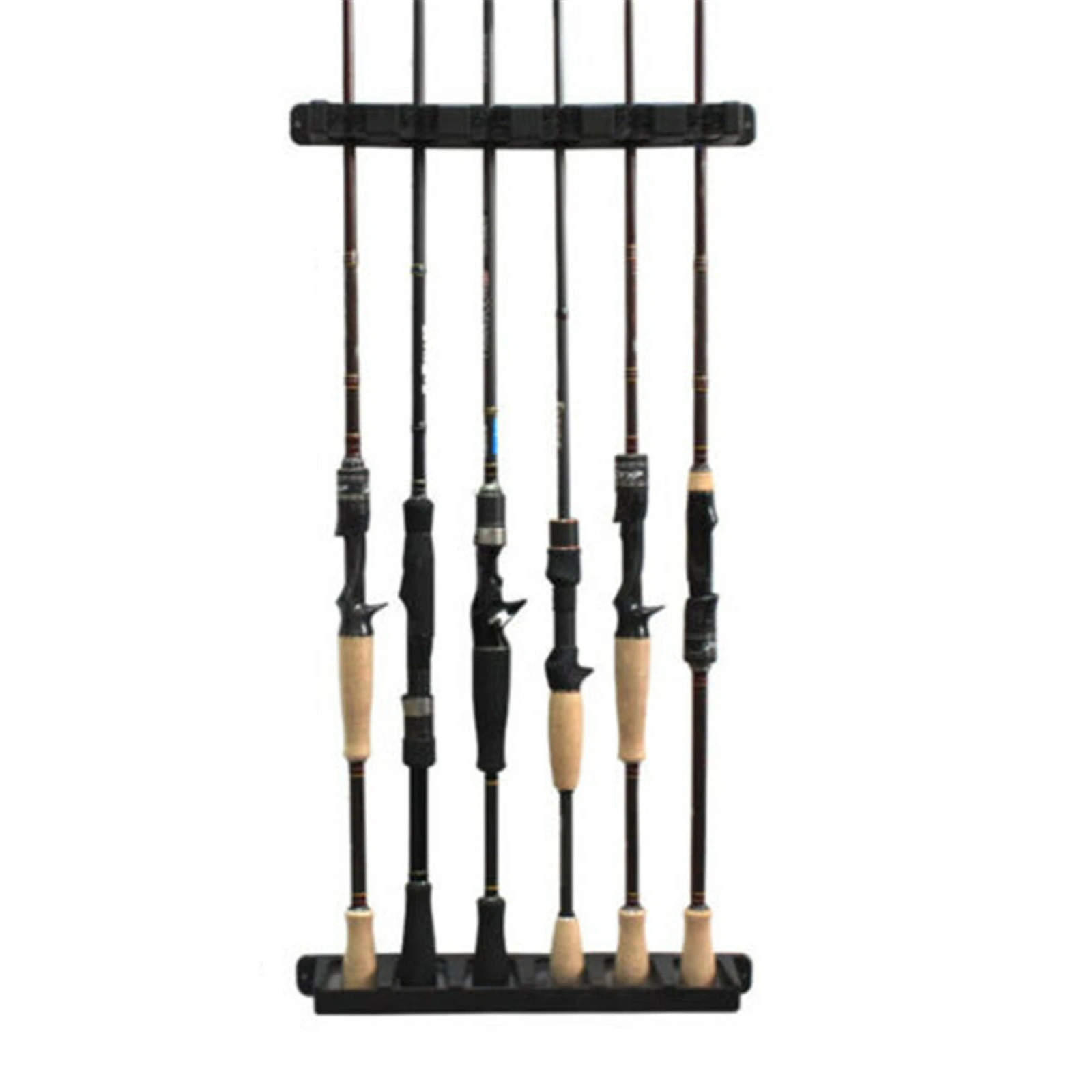 Fishing Pole Holder Wall Rack 6 Rod Tackle Storage Organizer
