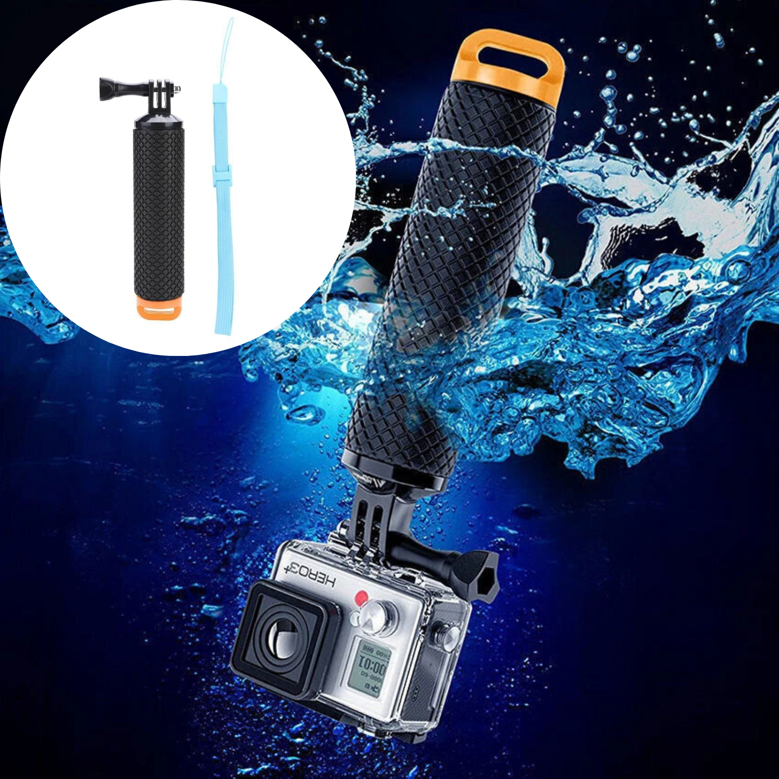 Floating Orange Hand Grip Mount Water Action Camera Diving Stabilizer Handle