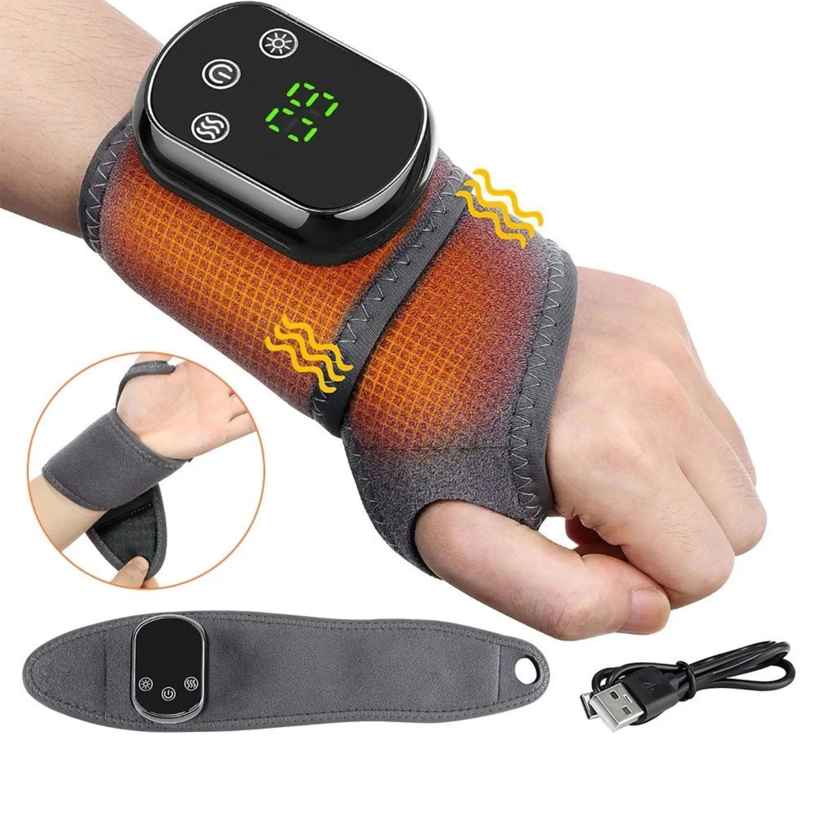 1x Heated Vibration Wrist Brace Electric Wrap for Hand Comfort
