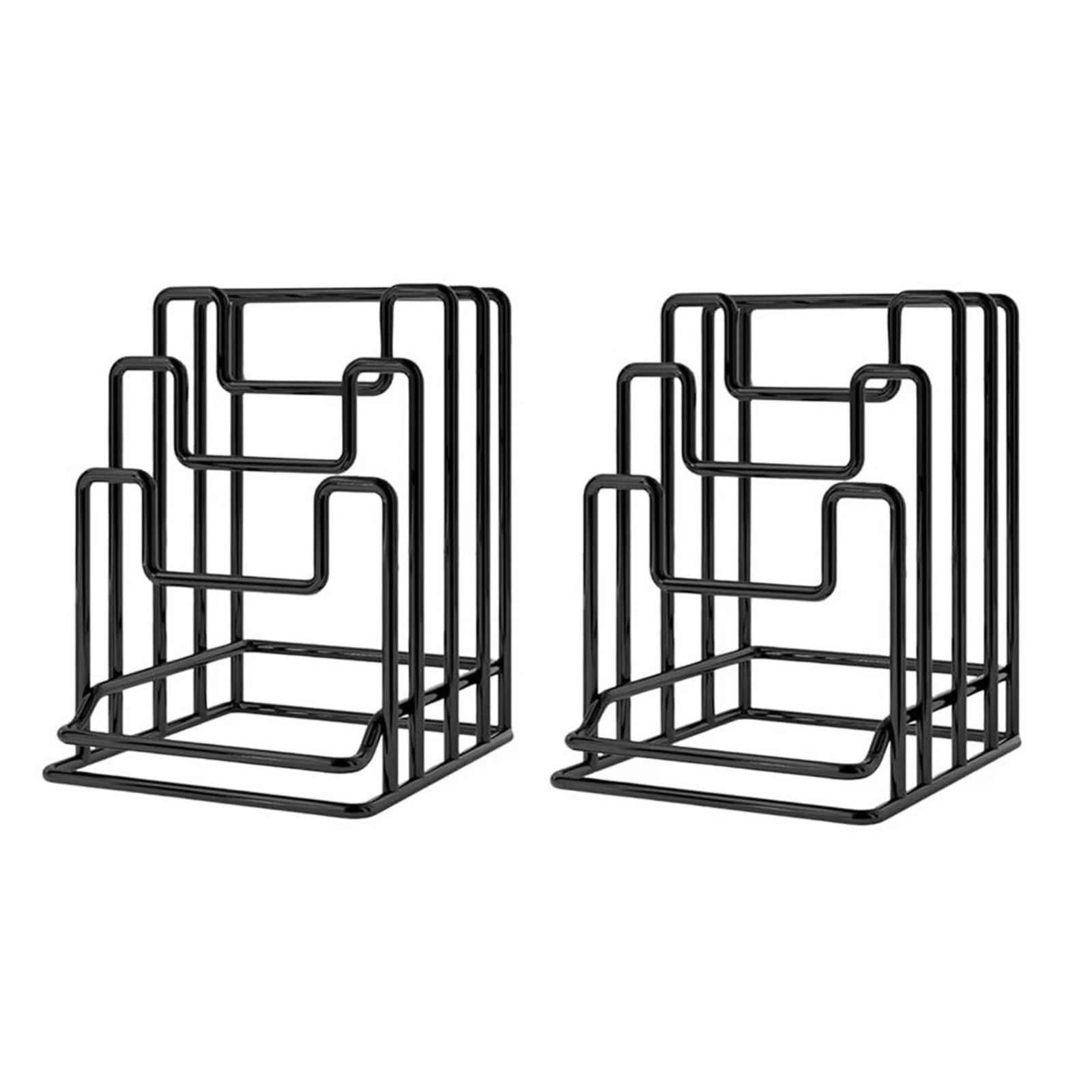 2PCS Kitchen Cutting Board Stand Black Countertop Vertical Holder Rack